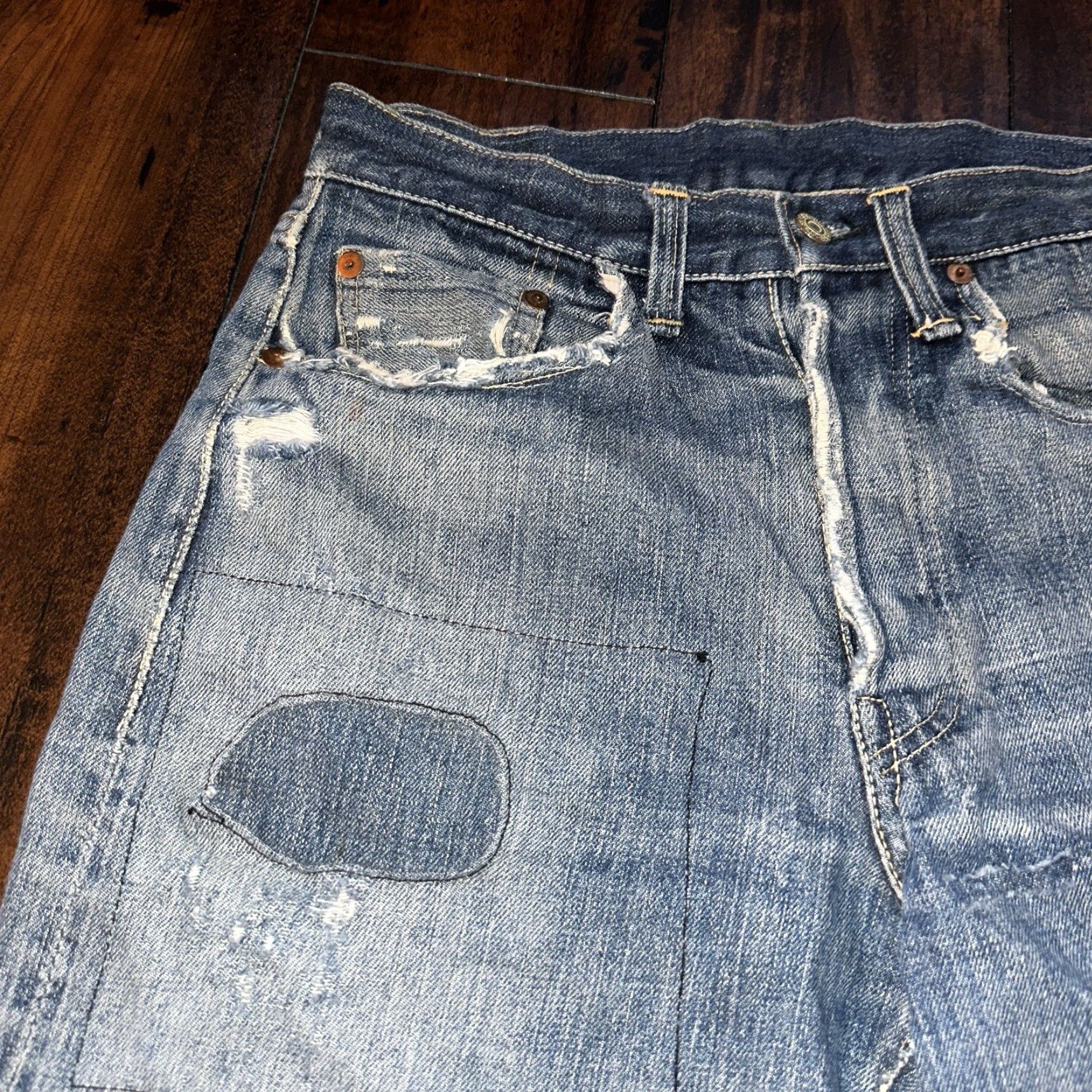 Levi's VINTAGE Levi's 501 XX Big E True VTG 1940s Denim Jeans 25x26 Redline Selvedge Blue 5-Pocket Button Levi's Mens Jeans 60s Theme Vintage Shop Styles Size US 26 / EU 42 - 4 Thumbnail