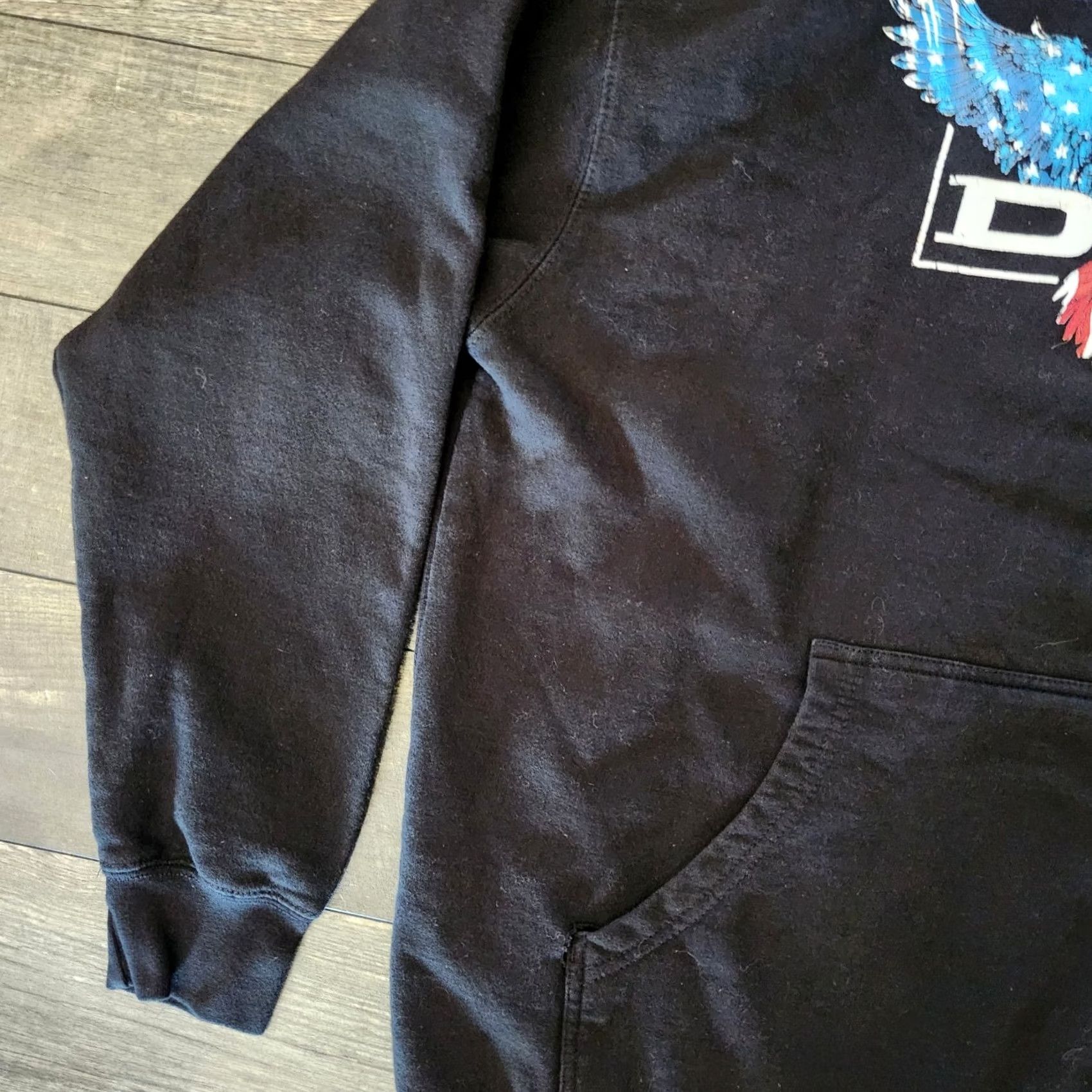 Vintage Dux Waterfowl Co Hoodie Mens Large Black Mallard Flying USA American Flag Shirt Size US L / EU 52-54 / 3 - 4 Thumbnail