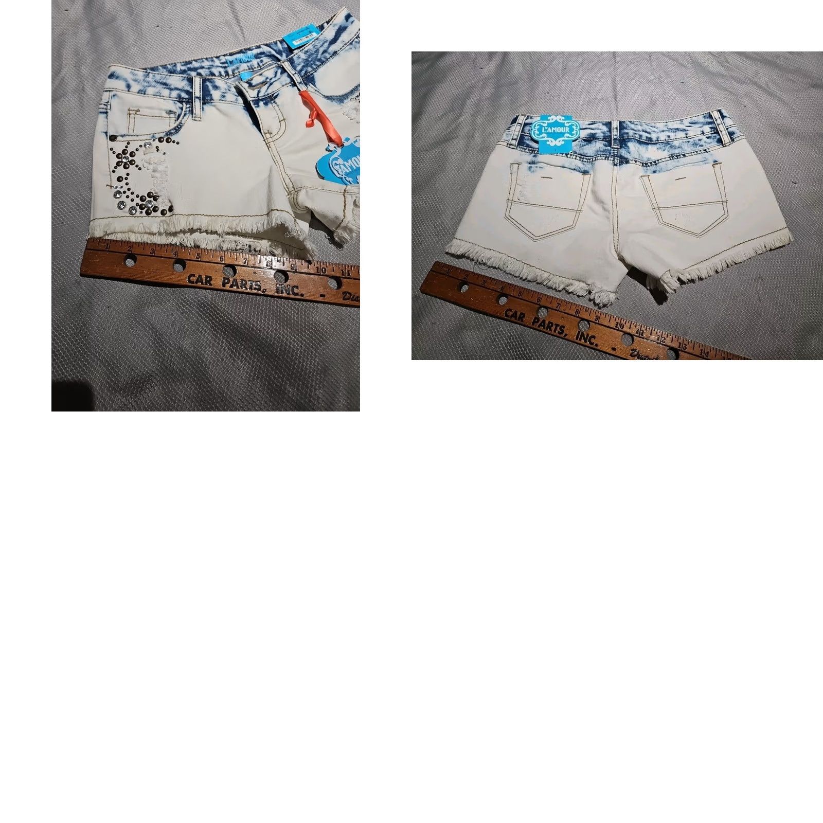 Nanette Lepore Nanette Lepore Shorts Womens 3 Size White Blue Acid Jean Embroidered Frayed Hem Size 26" / US 2 / IT 38 - 8 Thumbnail