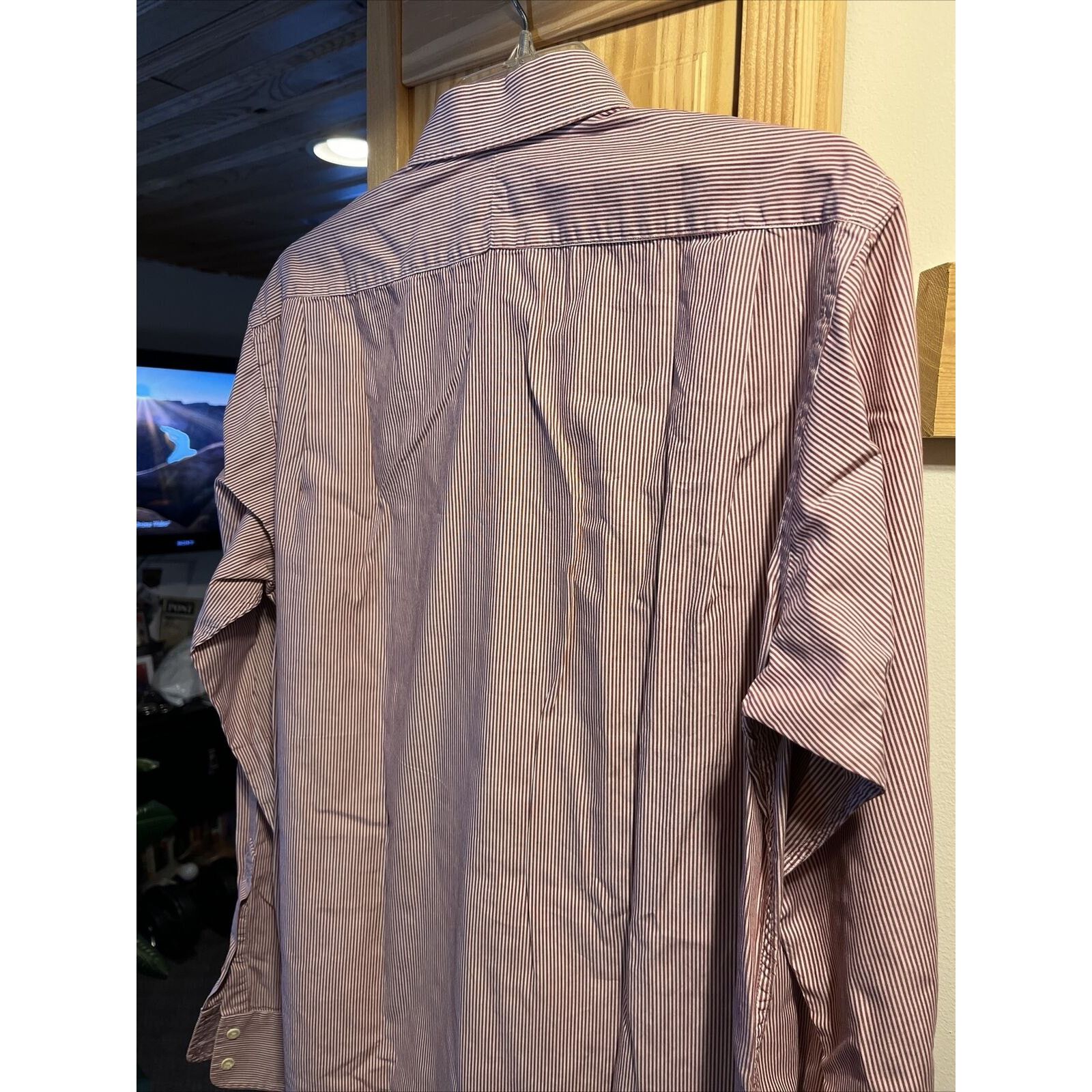 Burberry Burberry London Men’s 15.5 35 Burgundy Striped Cotton Shirt Size US M / EU 48-50 / 2 - 16 Thumbnail