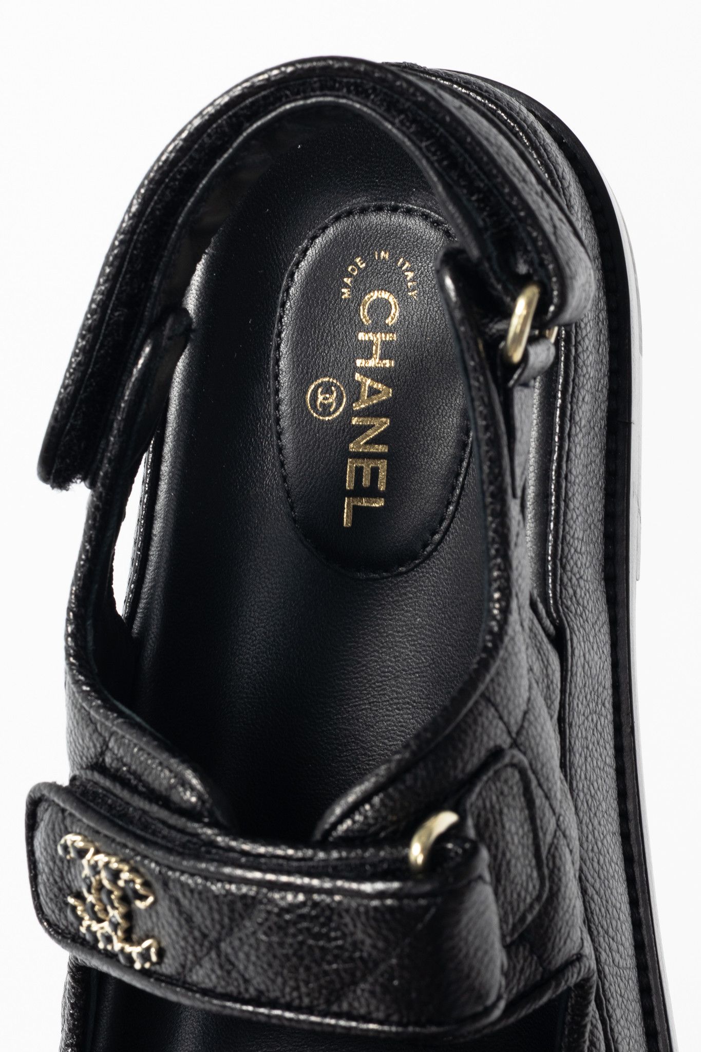 Chanel Chanel Black Caviar Quilted CC Dad Sandals Size US 9 / IT 39 - 11 Thumbnail