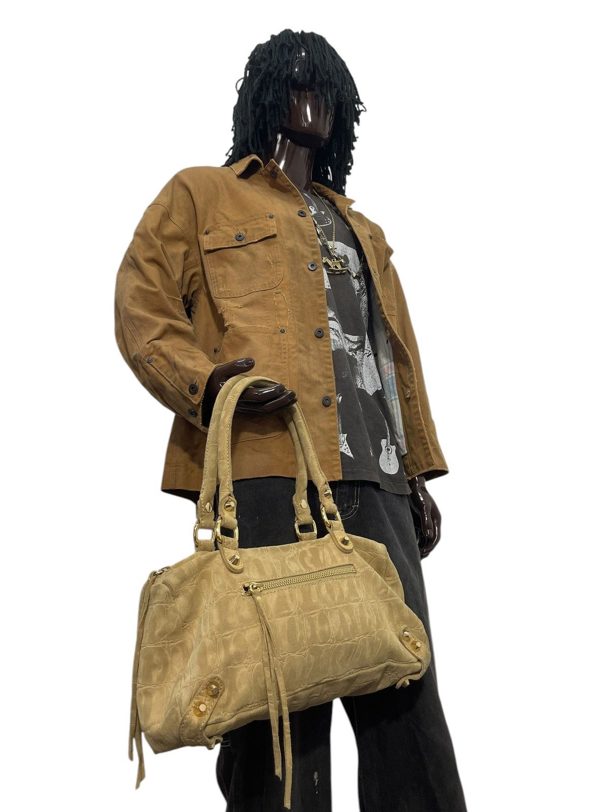Genuine Leather Full Suede Leather Linea Pelle East-West Bag 1🟩6 Size ONE SIZE - 2 Thumbnail