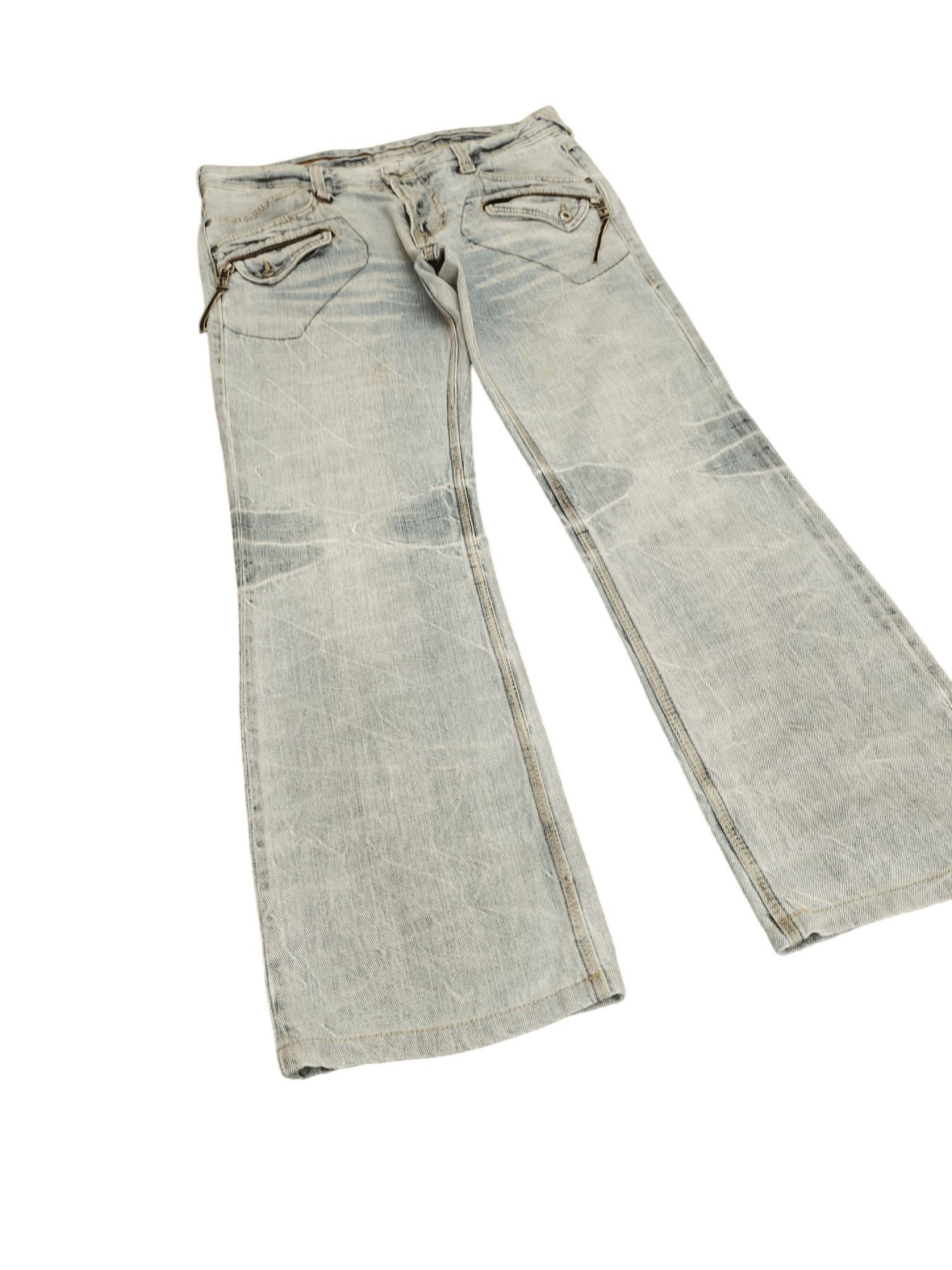 If Six Was Nine Flare Jeans Nicole Club Distress Faded Boot Cut Y2k Mudmax Size US 33 - 3 Thumbnail