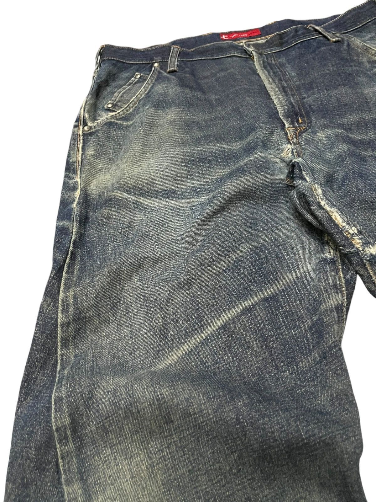 Edwin × Le Grande Bleu (L.G.B.) × Vintage 2000s Edwin Engineered E Function Curved Leg Aging Jeans Size US 36 / EU 52 - 7 Thumbnail