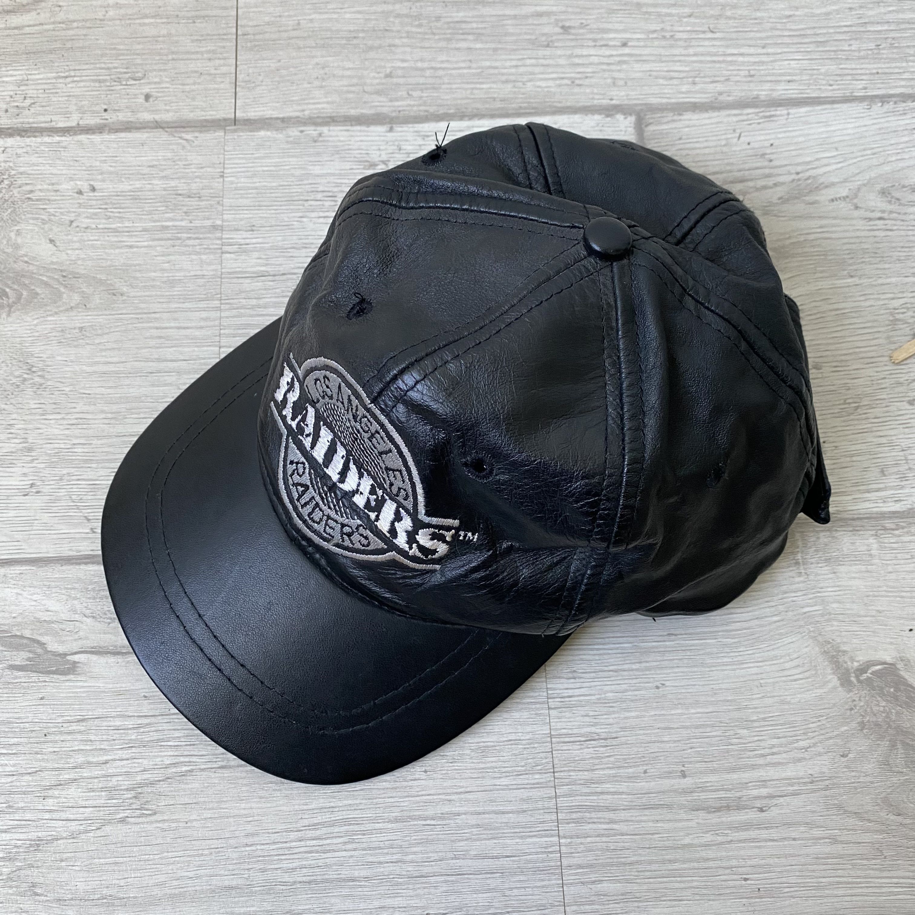 NFL Vintage 1992s NFL Raiders Leather Cap pro one Made in Usa Size ONE SIZE - 6 Thumbnail
