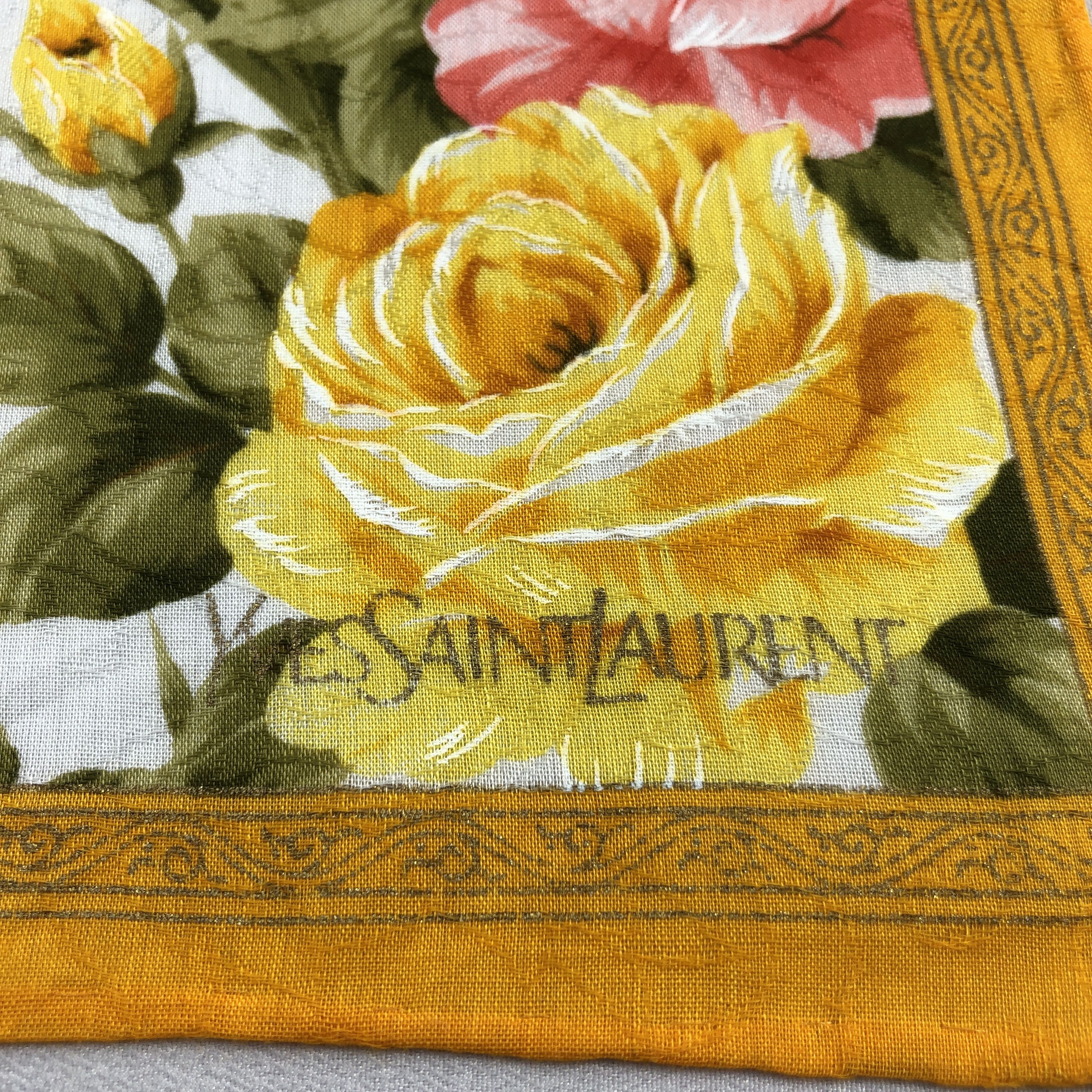 Yves Saint Laurent YSL Floral Handkerchief Neckerchief Bandana H3074 Size ONE SIZE - 3 Thumbnail
