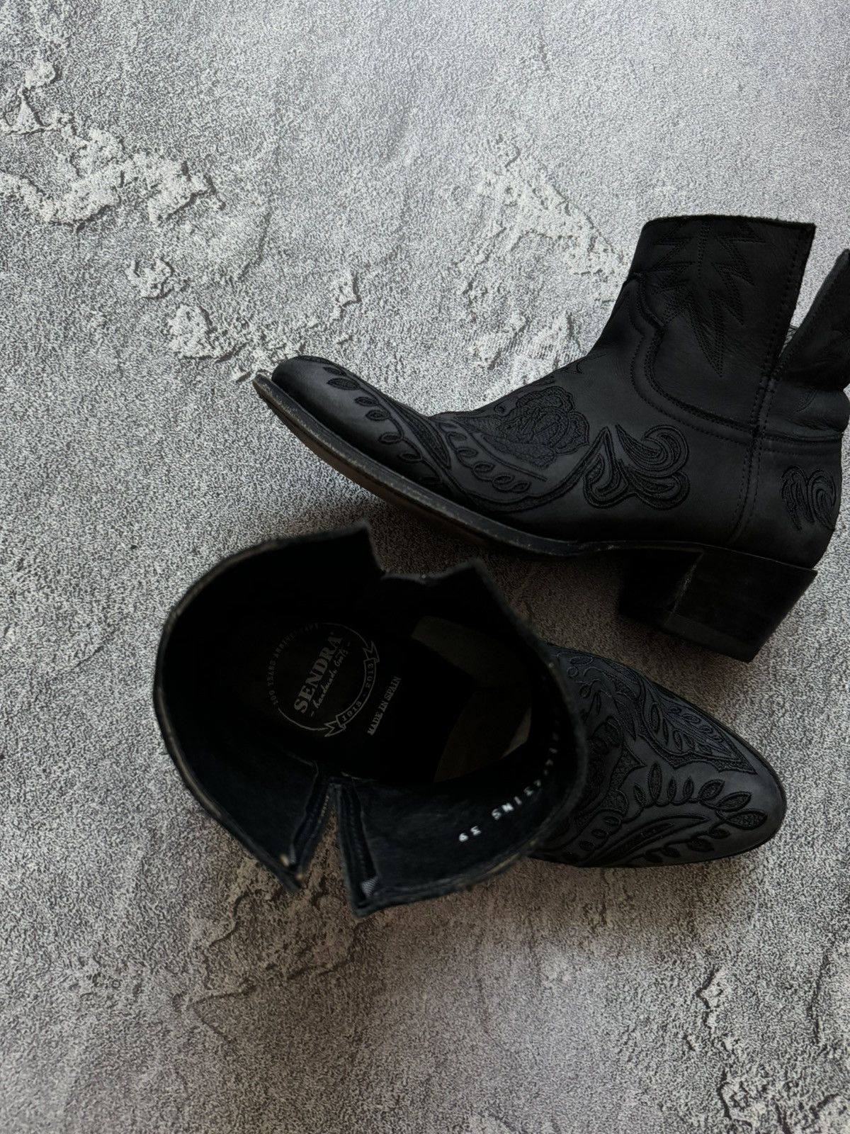 Sendra × Vintage Sendra 39 Wmns black leather cowboy boots hi top Size US 9 / IT 39 - 23 Thumbnail