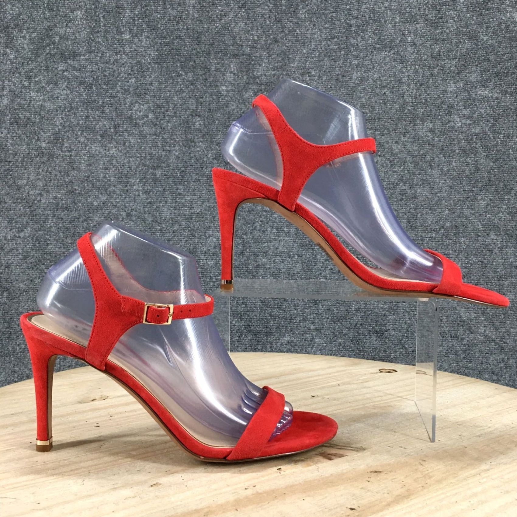 Kenneth Cole Kenneth Cole New York Heels Womens 9.5 M Dress Stiletto Buckle Strap Red Suede Size L / US 10 / IT 46 - 2 Thumbnail