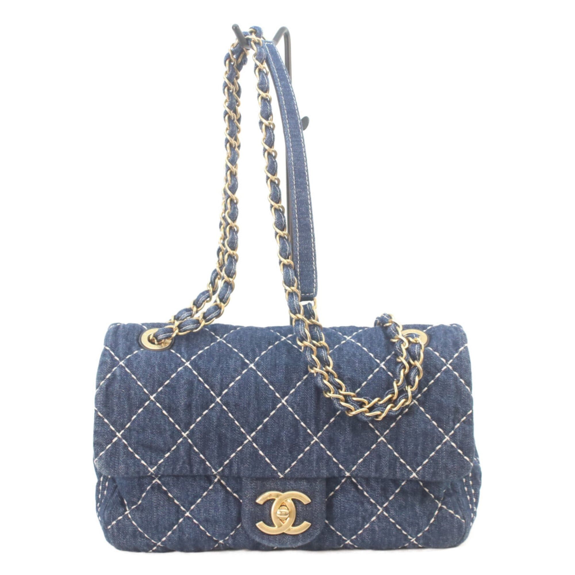 Chanel CHANEL AS1328 Single Flap Matelassé Chain Shoulder Bag, Indigo, Gold Hardware, Women's Size ONE SIZE - 1 Thumbnail