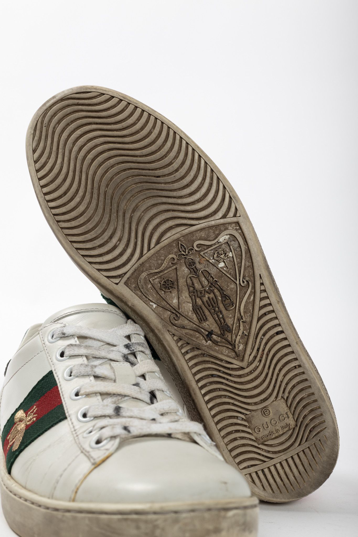 Gucci Gucci Ace Bee White Leather Lace-Up Sneakers Size US 6.5 / IT 36.5 - 5 Thumbnail