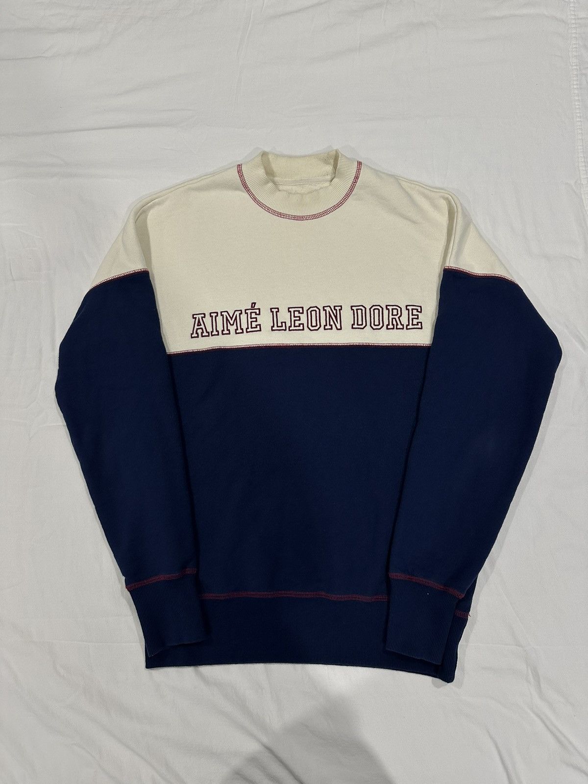 image of Aime Leon Dore Crewneck in Blue Red, Men's (Size Medium)