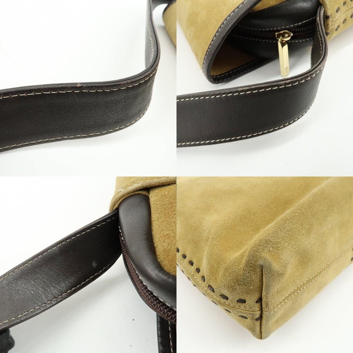 Loewe Loewe Anagram Suede Shoulder Bag Tan Size ONE SIZE - 4 Thumbnail