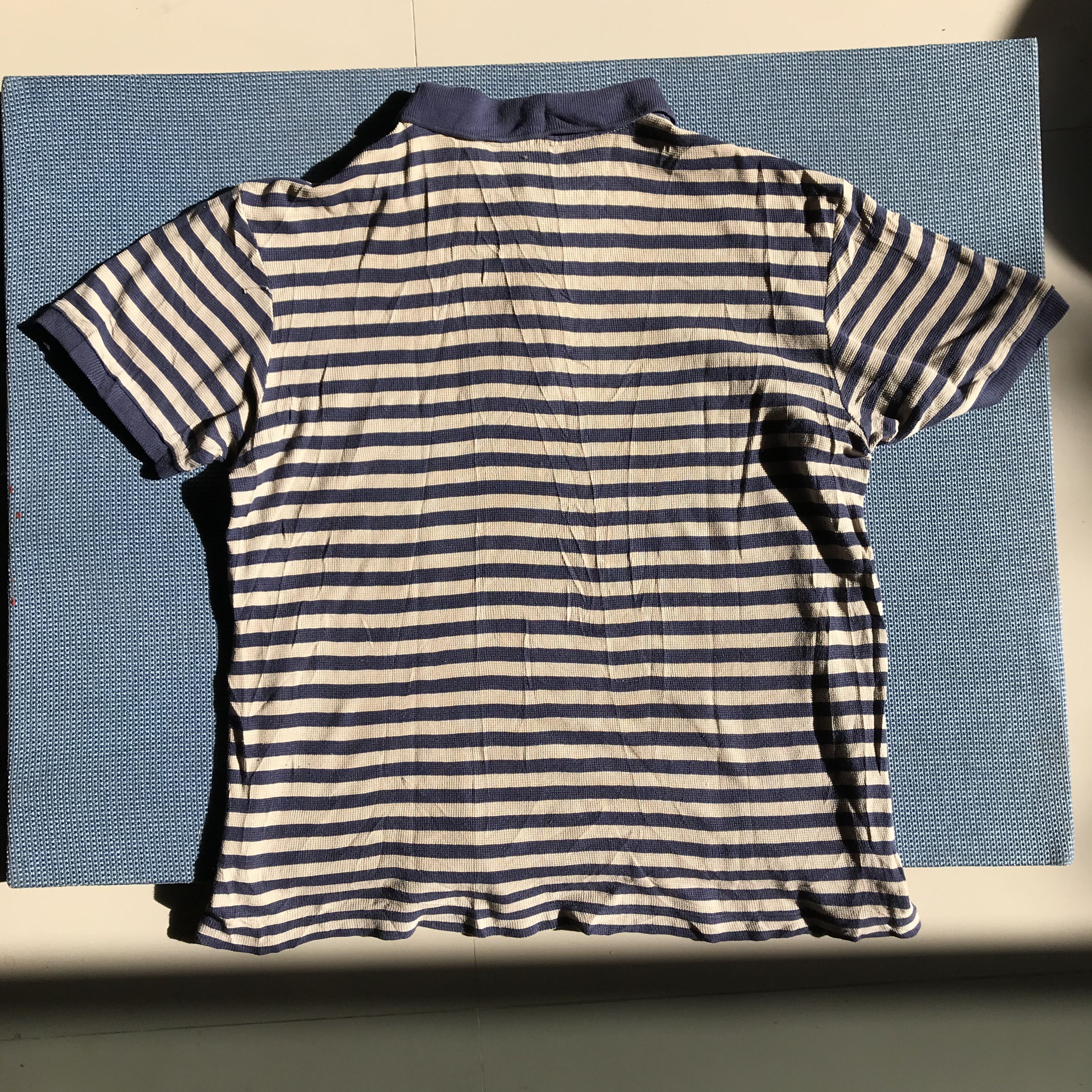 Lacoste Vintage lacoste french Polo Stripes Navy beige Blue colar Size US M / EU 48-50 / 2 - 5 Thumbnail