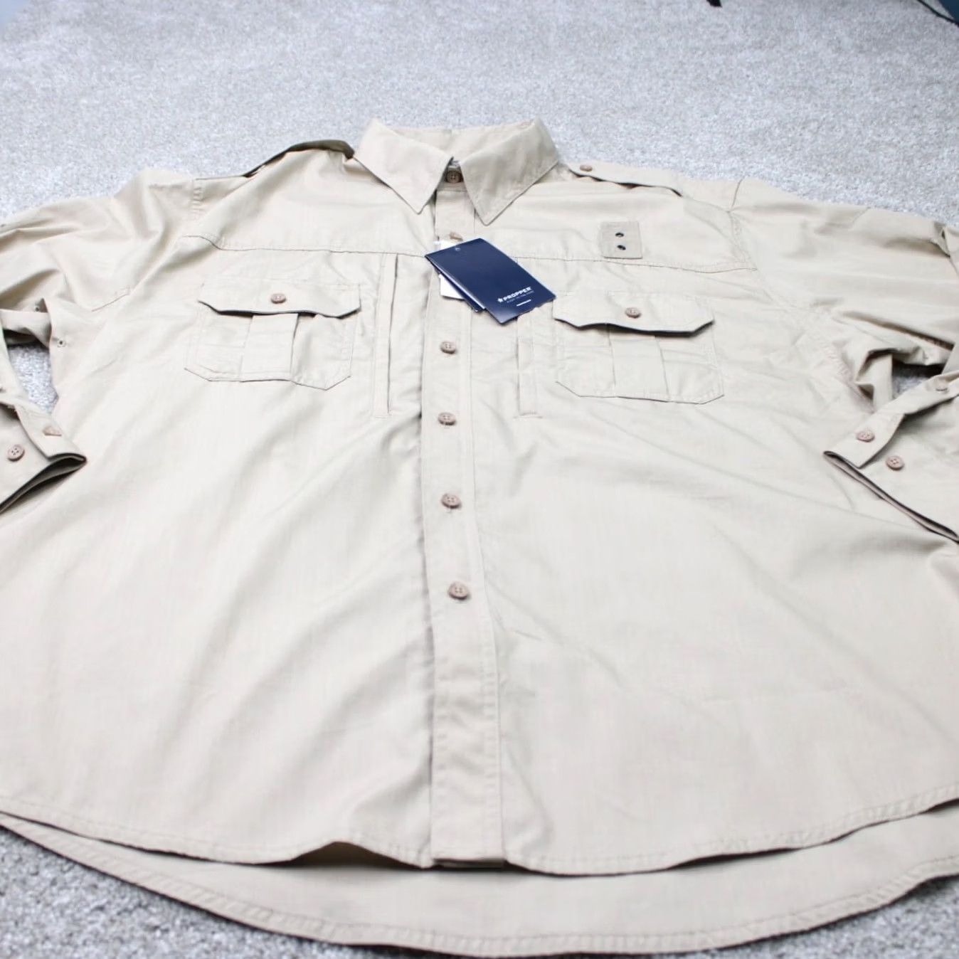 Propper Propper Shirt Mens 2XL Beige Button-Up Long Sleeve Casual Workwear Navy? Size US XXL / EU 58 / 5 - 3 Thumbnail