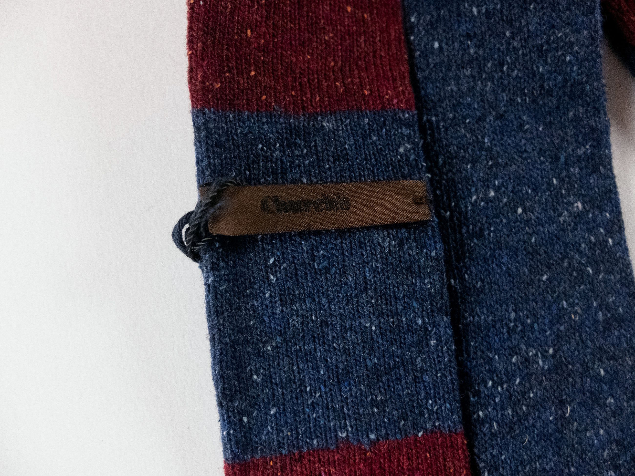 Church's CHURCH'S of England red & blue wool silk skinny knit tie Size ONE SIZE - 3 Thumbnail