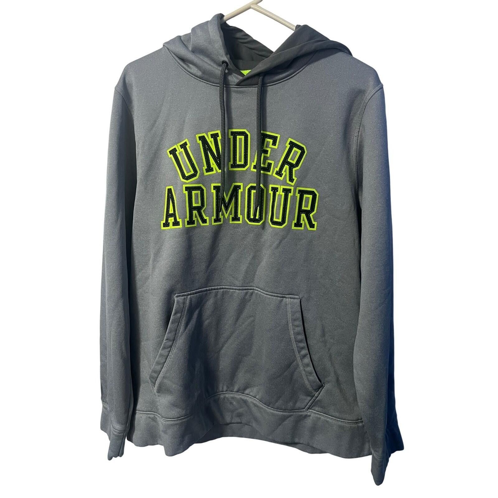 Under Armour Under Armour Hoodie Mens Medium Gray Neon Graphic Logo Size US M / EU 48-50 / 2 - 1 Thumbnail