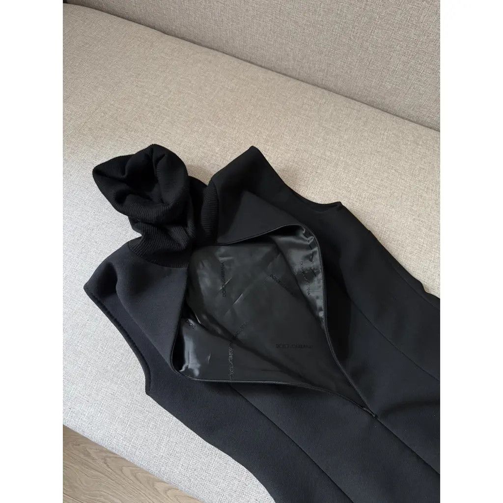 Dolce & Gabbana Dolce & Gabbana Vintage Black Wool Midi Dress Size IT 42 Size M / US 6-8 / IT 42-44 - 5 Thumbnail