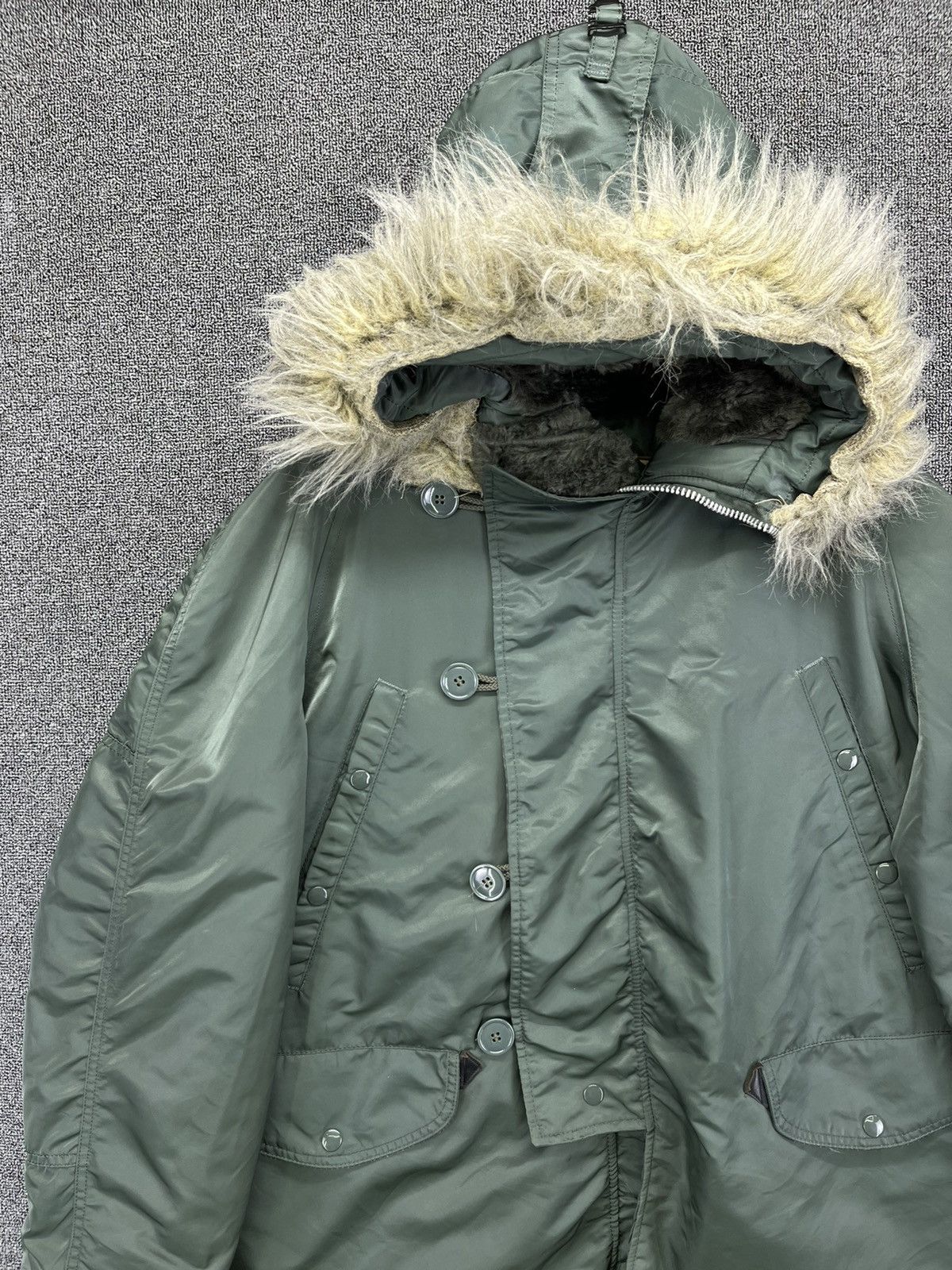 Alpha Industries Vintage 90s Alpha Industries Fur Hoodie Bomber Jacket Size US M / EU 48-50 / 2 - 8 Thumbnail
