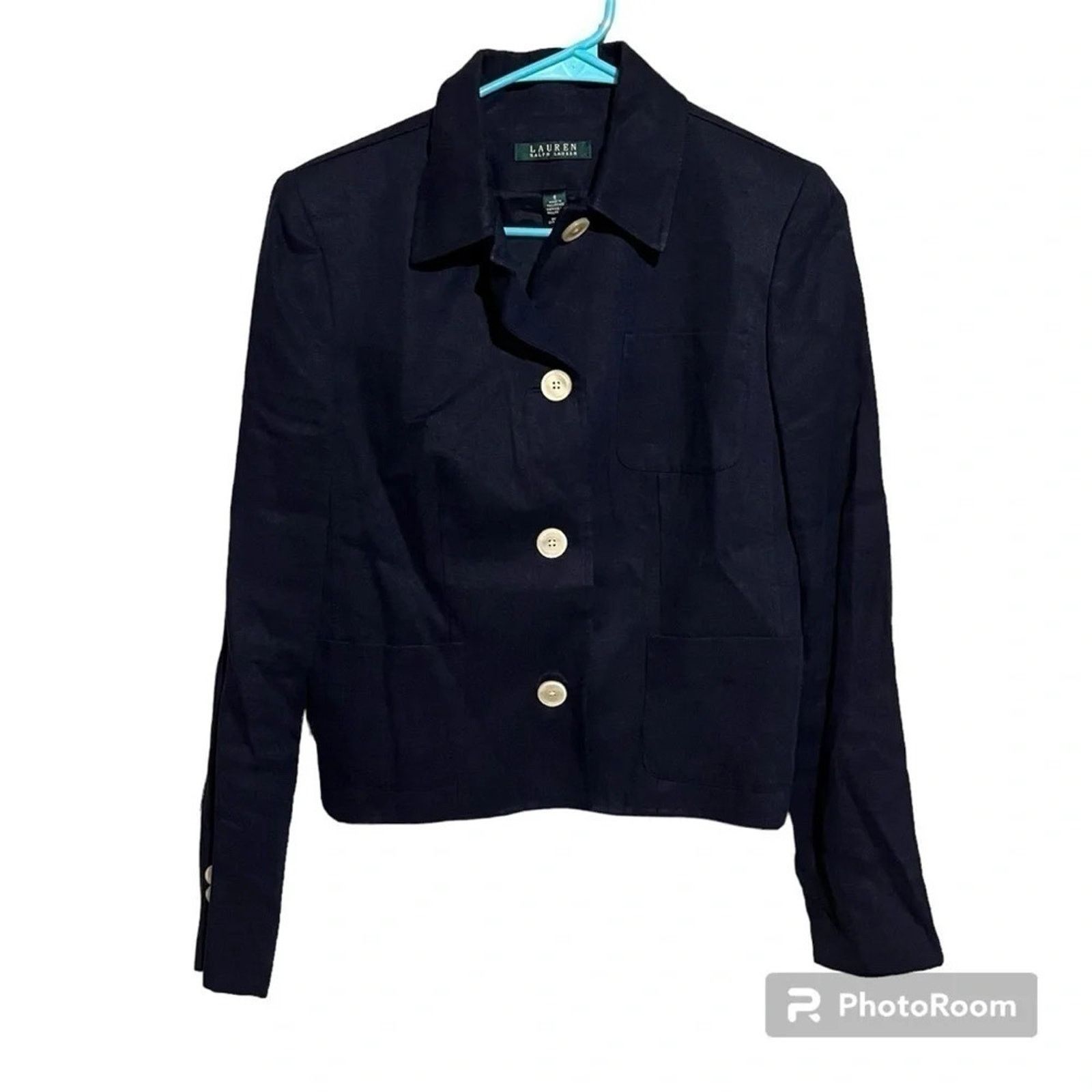 Lauren Ralph Lauren Ralph Lauren Women's Navy Blue 100% Linen Lined Blazer Sz 8 Size M / US 6-8 / IT 42-44 - 1 Thumbnail