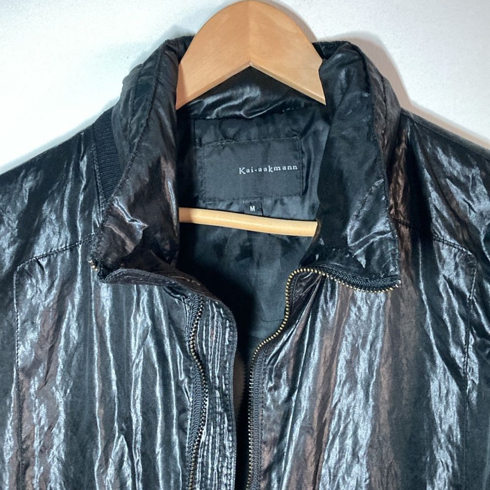 Kai Aakmann Kai Aakmann Womens M Black Zip Front Jacket With Stow Away H Size M / US 6-8 / IT 42-44 - 5 Thumbnail