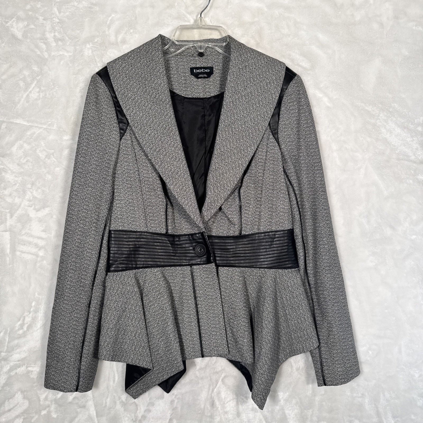 Bebe Bebe tweed jacket blazer w/ Faux leather accent Sz 8 Padded Size M / US 6-8 / IT 42-44 - 1 Thumbnail