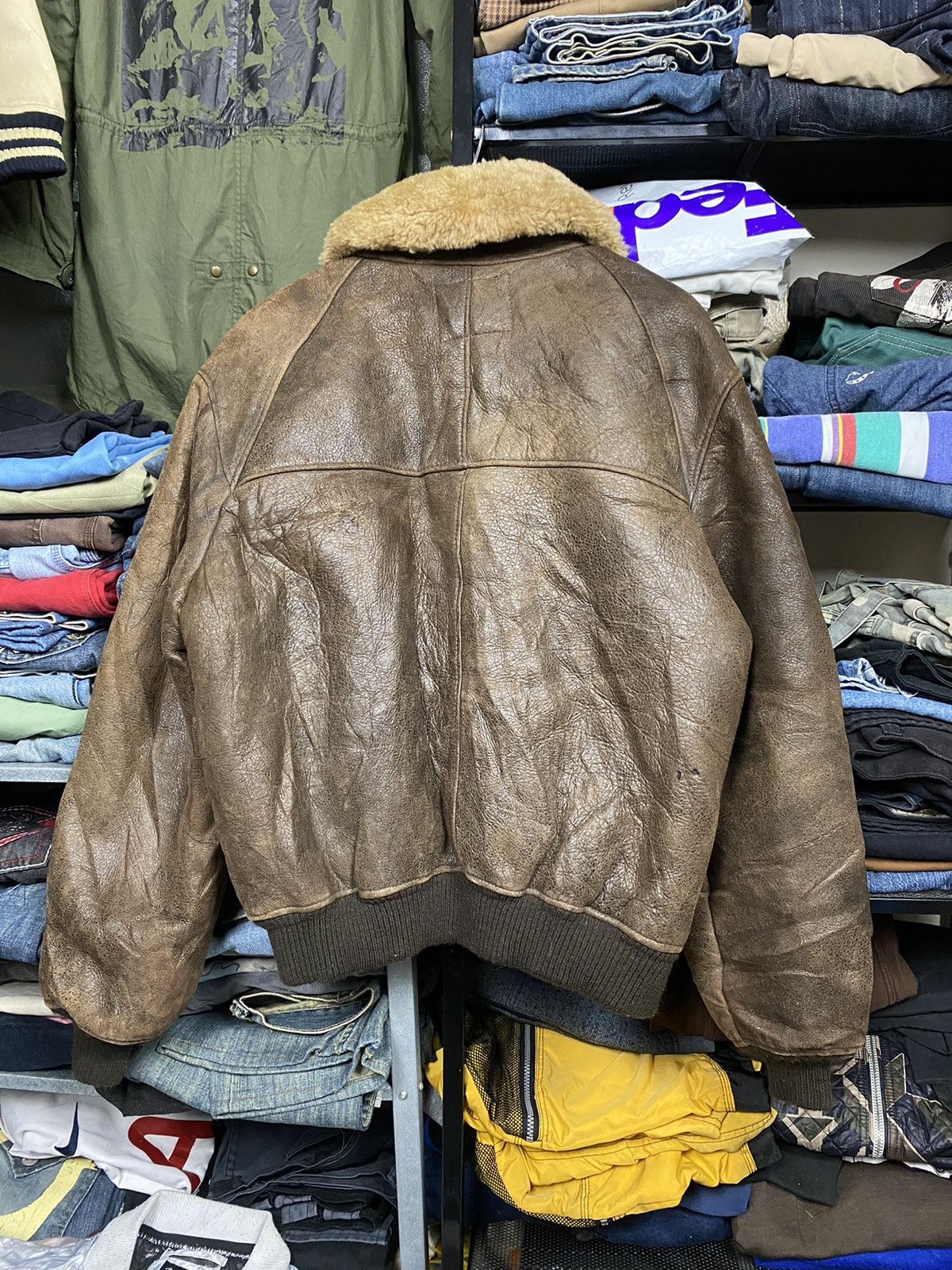 Schott × Sheepskin Coat × Vintage vintage 80s rare Schott B-6 Sheepskin  flight bomber jacket | Grailed