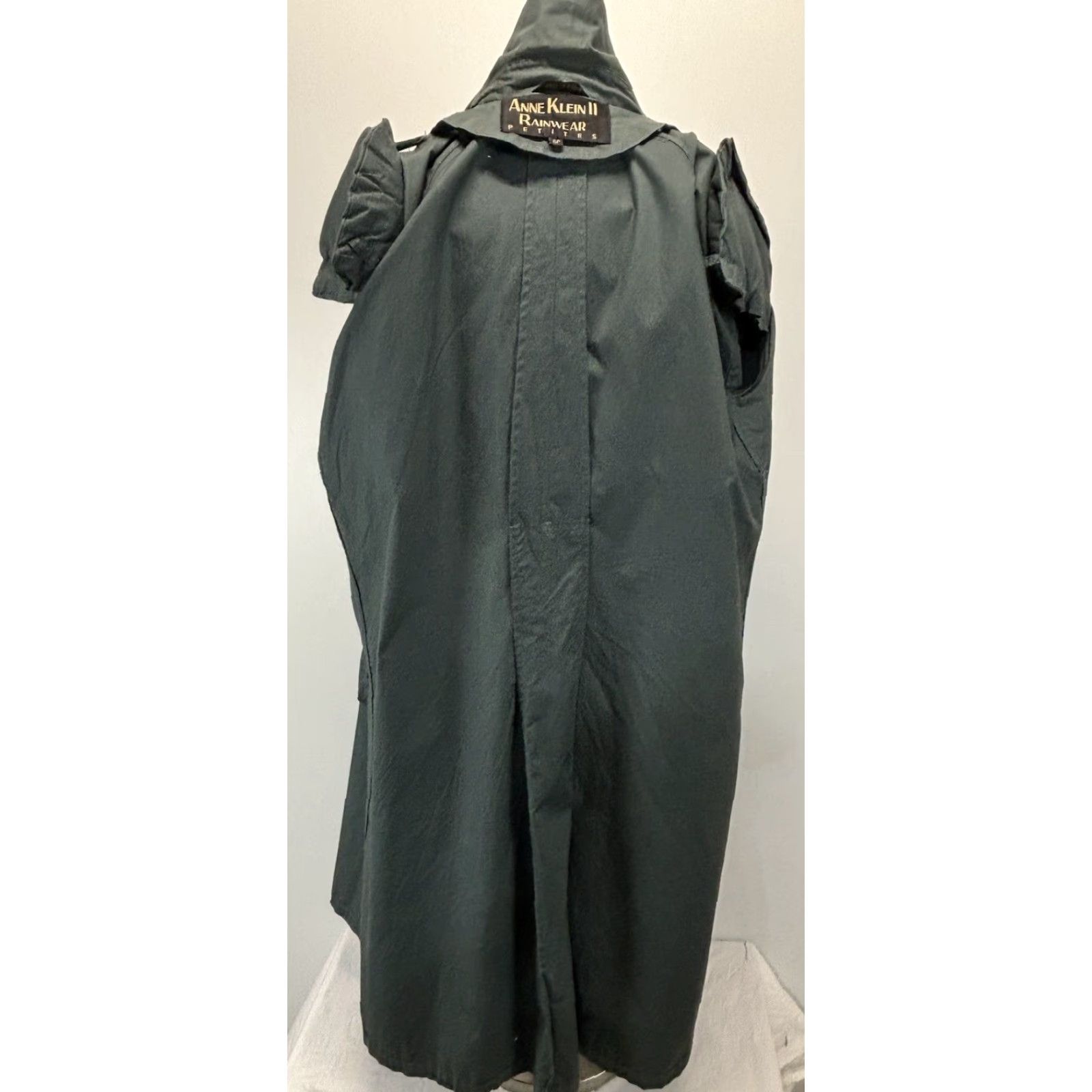 Anne Klein VINTAGE Anne Klein II Rainwear Trench Coat Women’s Petite Size 6P Green Long Sleeve Cotton Beltless 90s Classic Size M / US 6-8 / IT 42-44 - 5 Thumbnail