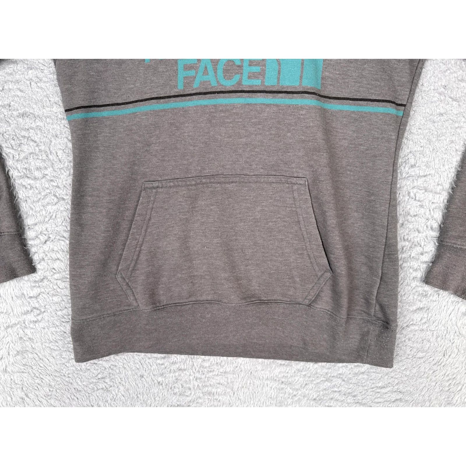 The North Face The North Face Hoodie Womens Small Gray Teal Logo Pullover Fleece Sweatshirt Size S / US 4 / IT 40 - 5 Thumbnail
