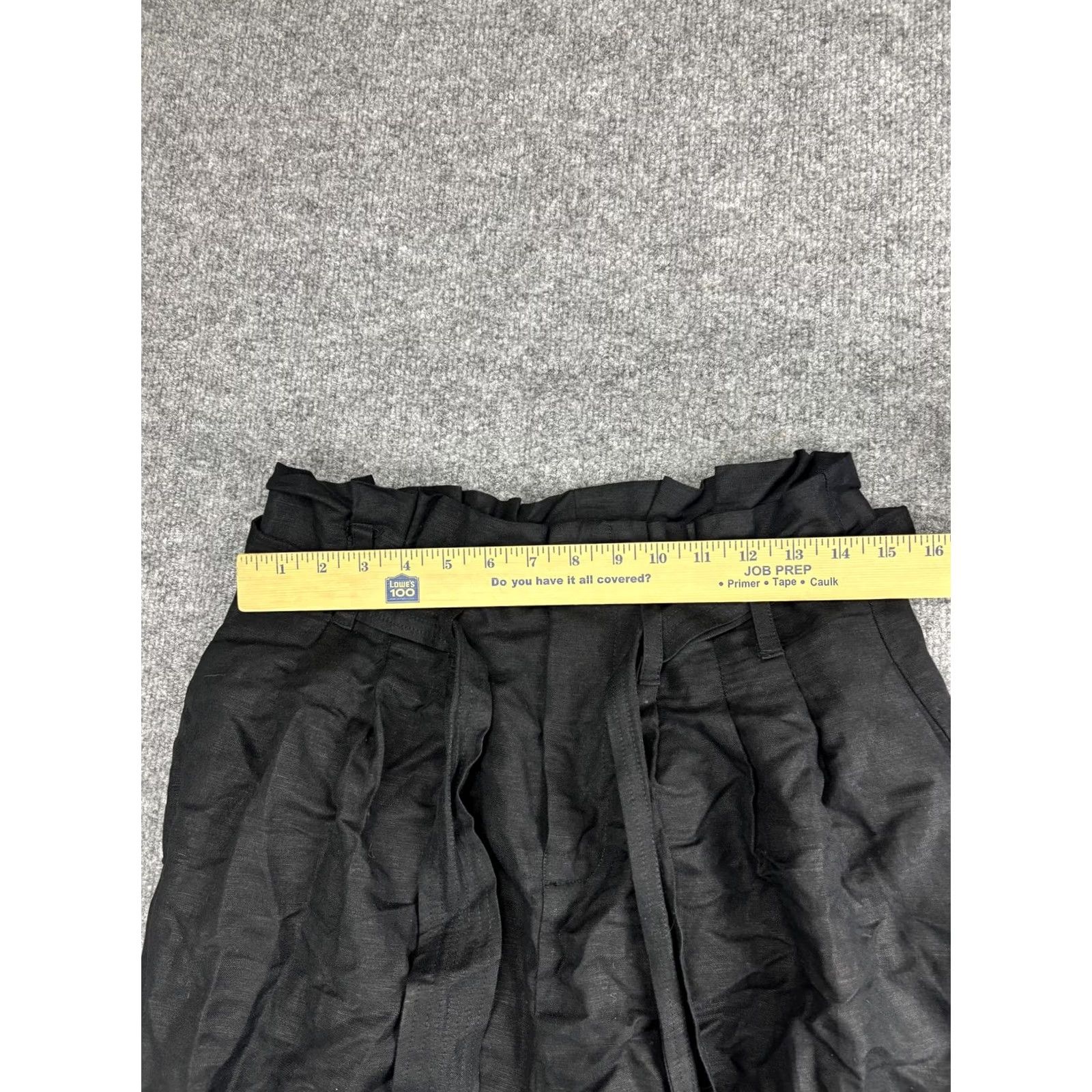 ASTR The Label VINTAGE ASTR the Label Pants Womens Medium Black Linen Blend Paperbag Wide Leg Belted Size 32" / US 10 / IT 46 - 3 Thumbnail