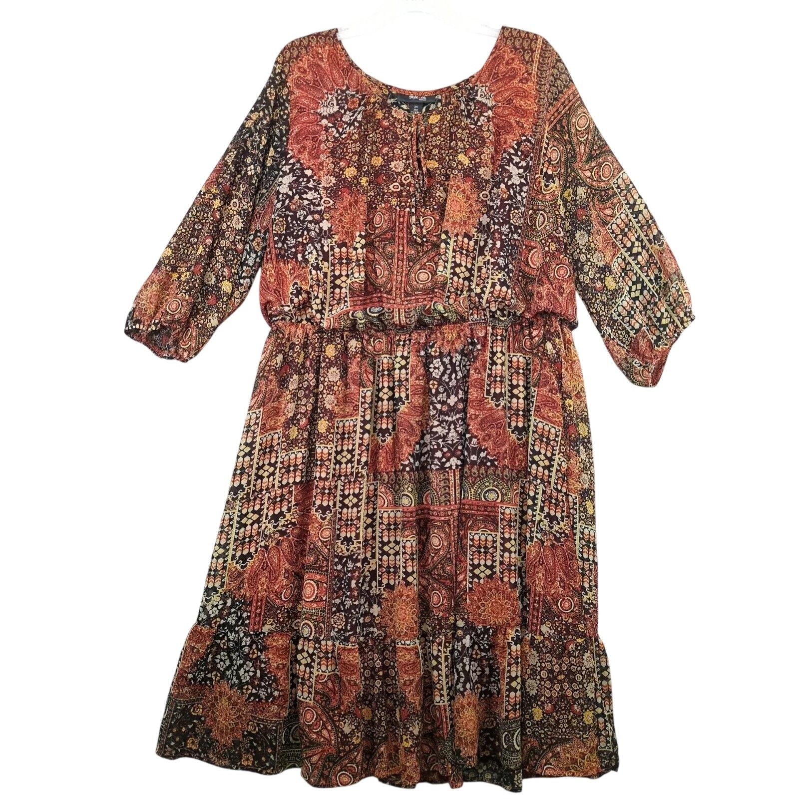 Other Style & Co Sheer Paisley Blouson Midi Dress Plus Size 3X Size 3XL / US 20-22 - 1 Thumbnail