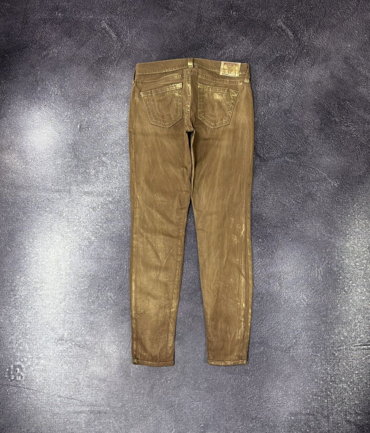 True Religion Vintage True Religion Y2K Women’s Gold Metallic Skinny Jeans Size 30" / US 8 / IT 44 - 1 Thumbnail