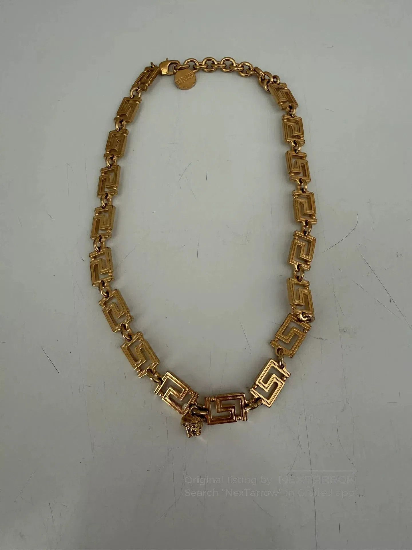 Versace Versace Gold Medusa Greek Key Necklace. Size ONE SIZE - 1 Thumbnail