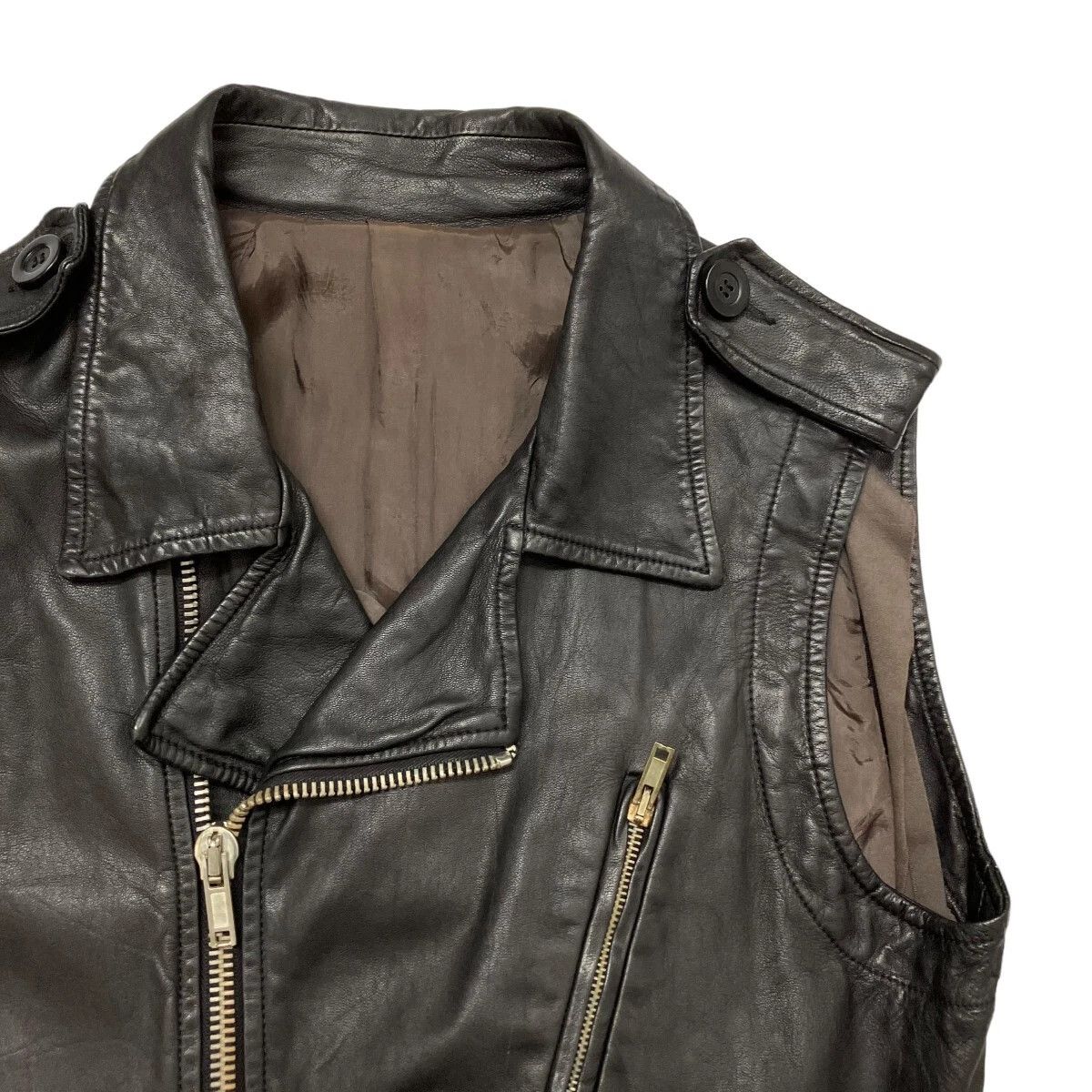Rick Owens os11x0925 Sleeveless Leather Jacket in Black Size US S / EU 44-46 / 1 - 4 Thumbnail