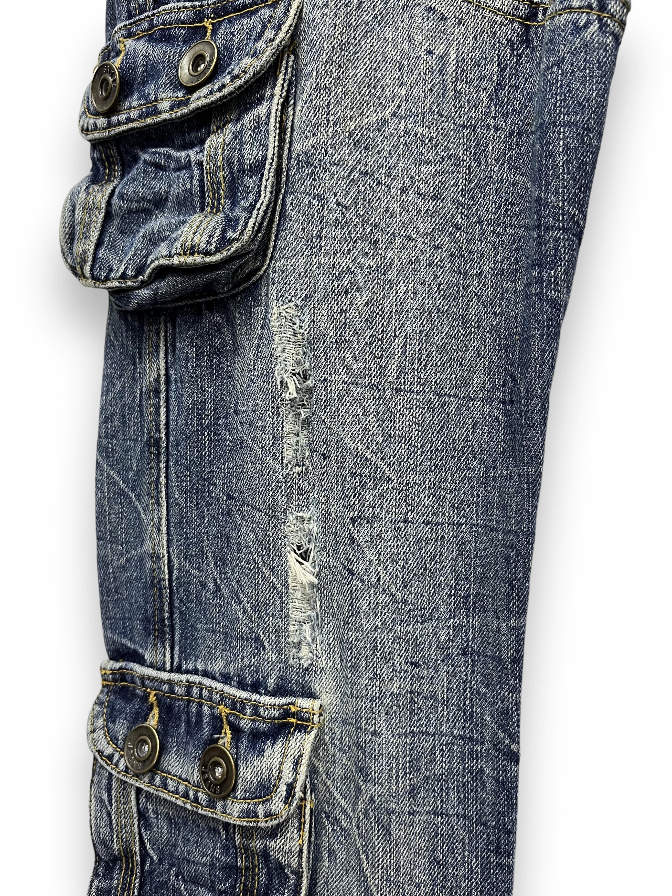 Japanese Brand 🔥FYE🔥Vtg PHILODOX Distressed Denim Punk Multipocket FLARE Size US 30 / EU 46 - 8 Thumbnail