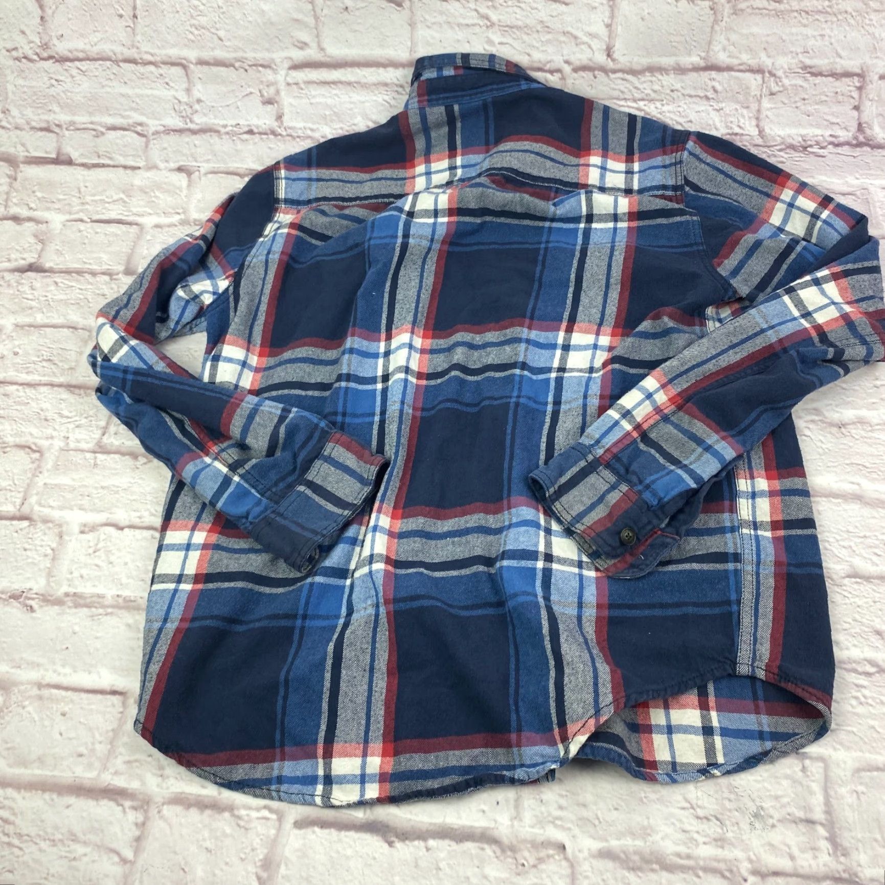 Aeropostale Aeropostale Mens Button-Up Shirt Long Sleeve Plaid Blue 100% Cotton Medium Size US M / EU 48-50 / 2 - 4 Thumbnail
