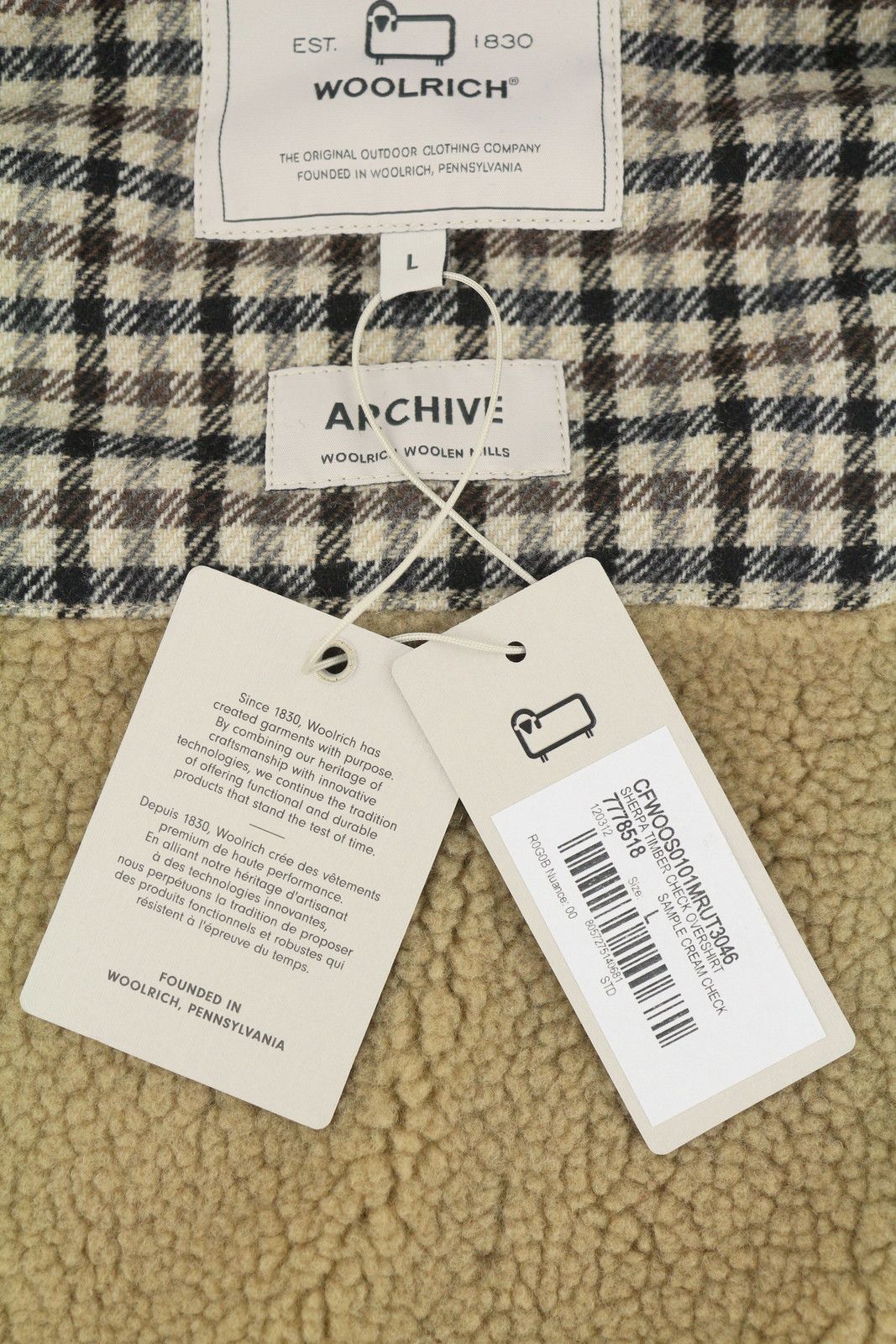 Woolrich Woolen Mills Sherpa Check L Brown Wool Blend 87147 Size US L / EU 52-54 / 3 - 8 Thumbnail