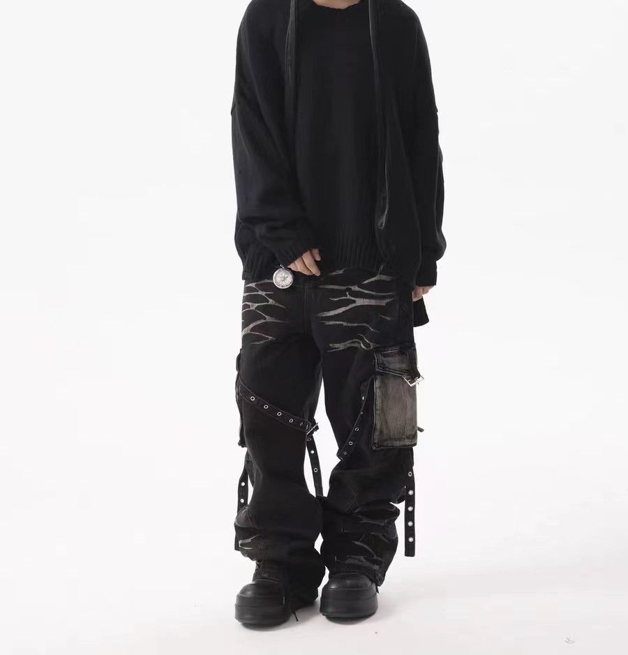 Japanese Brand × Vintage Vintage Street Hip Hop Punk Striped Workwear Black Jeans Size US 30 / EU 46 - 3 Thumbnail