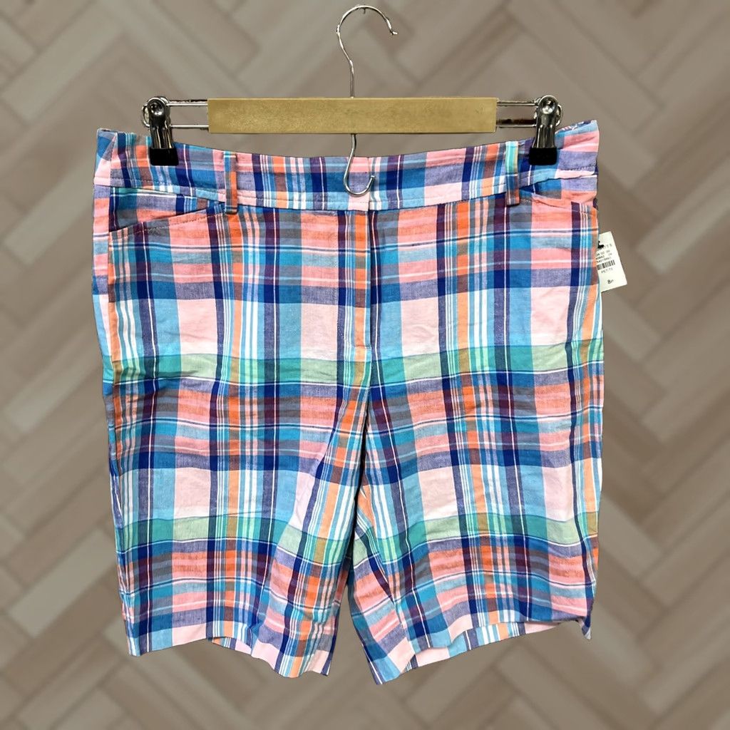 Talbots Talbots Bermuda Golf Shorts Pink Blue Plaid Linen 8P Petite NWT Mens Womens Girls Boys Size 24" / US 00 / IT 34 - 1 Thumbnail