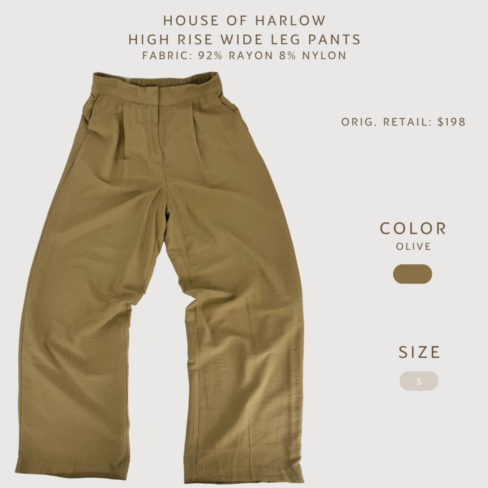 Other House of Harlow High Rise Wide Leg Pants Olive S Size 28" / US 6 / IT 42 - 2 Thumbnail
