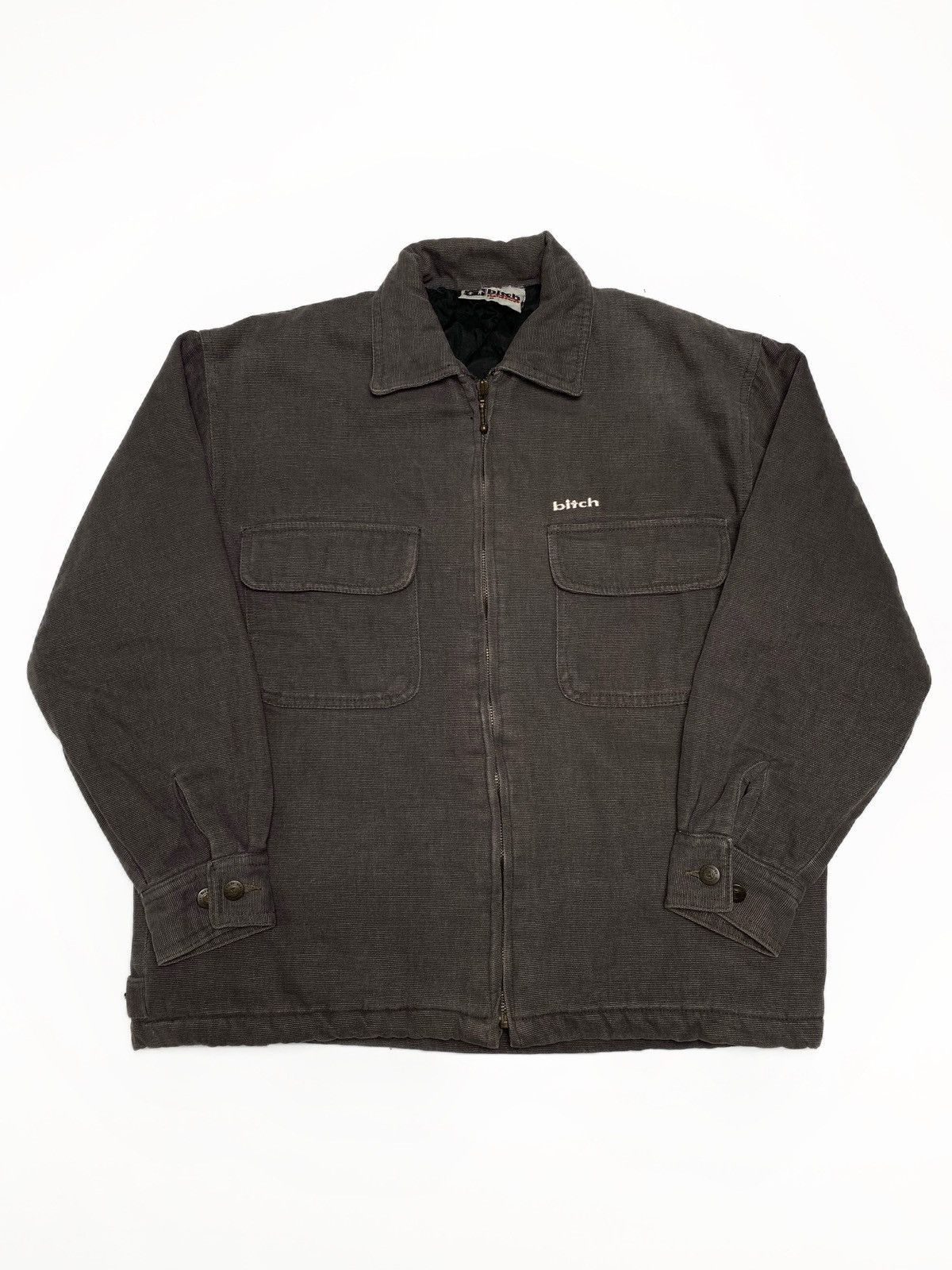 Vintage Vintage 1990’s Bitch Skateboards grey Work Jacket Size US M / EU 48-50 / 2 - 1 Thumbnail