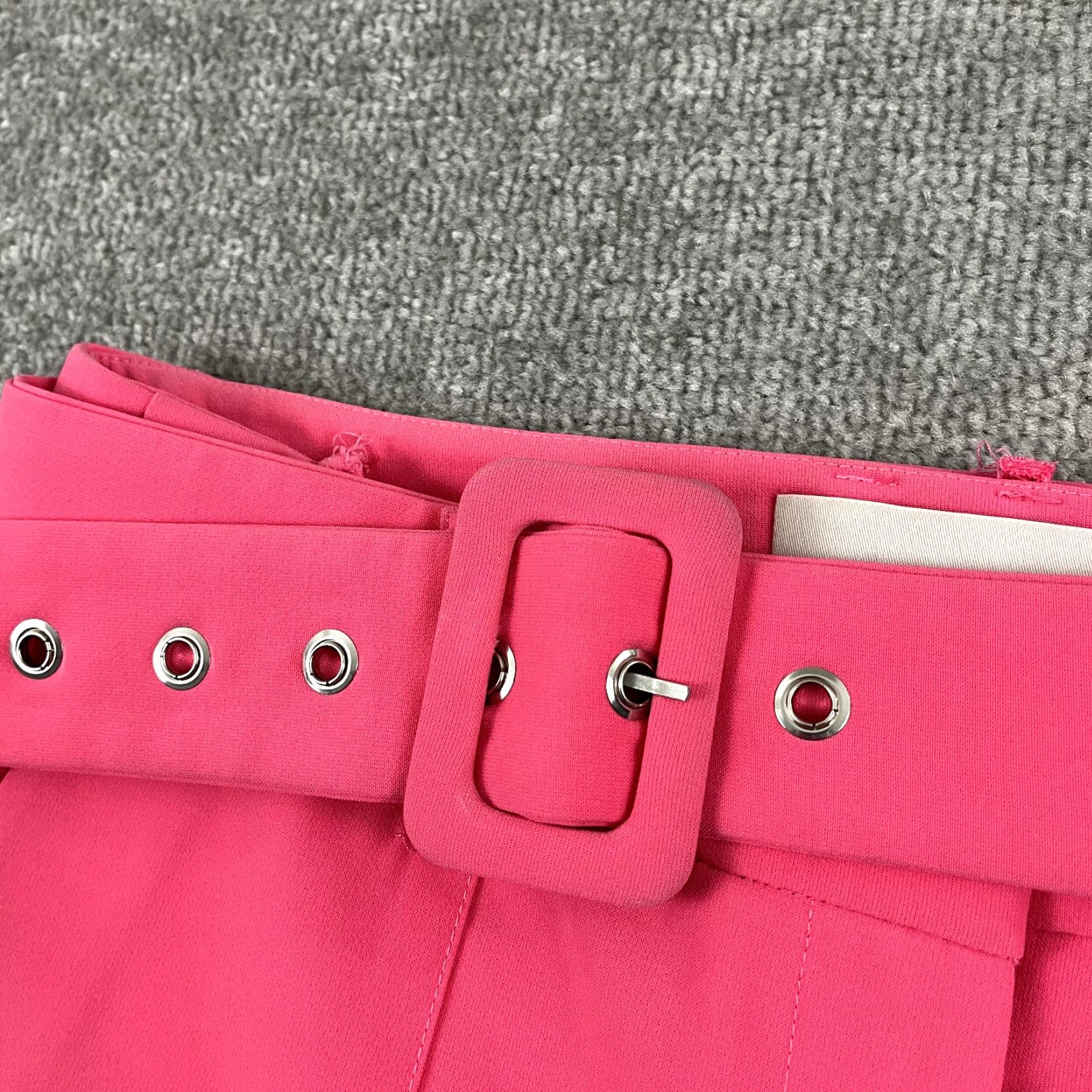 Vintage ADELYN RAE Pants Womens Medium Hot Pink Belted Wide Flare Trousers Preppy Casual Workwear Size 32" / US 10 / IT 46 - 4 Thumbnail