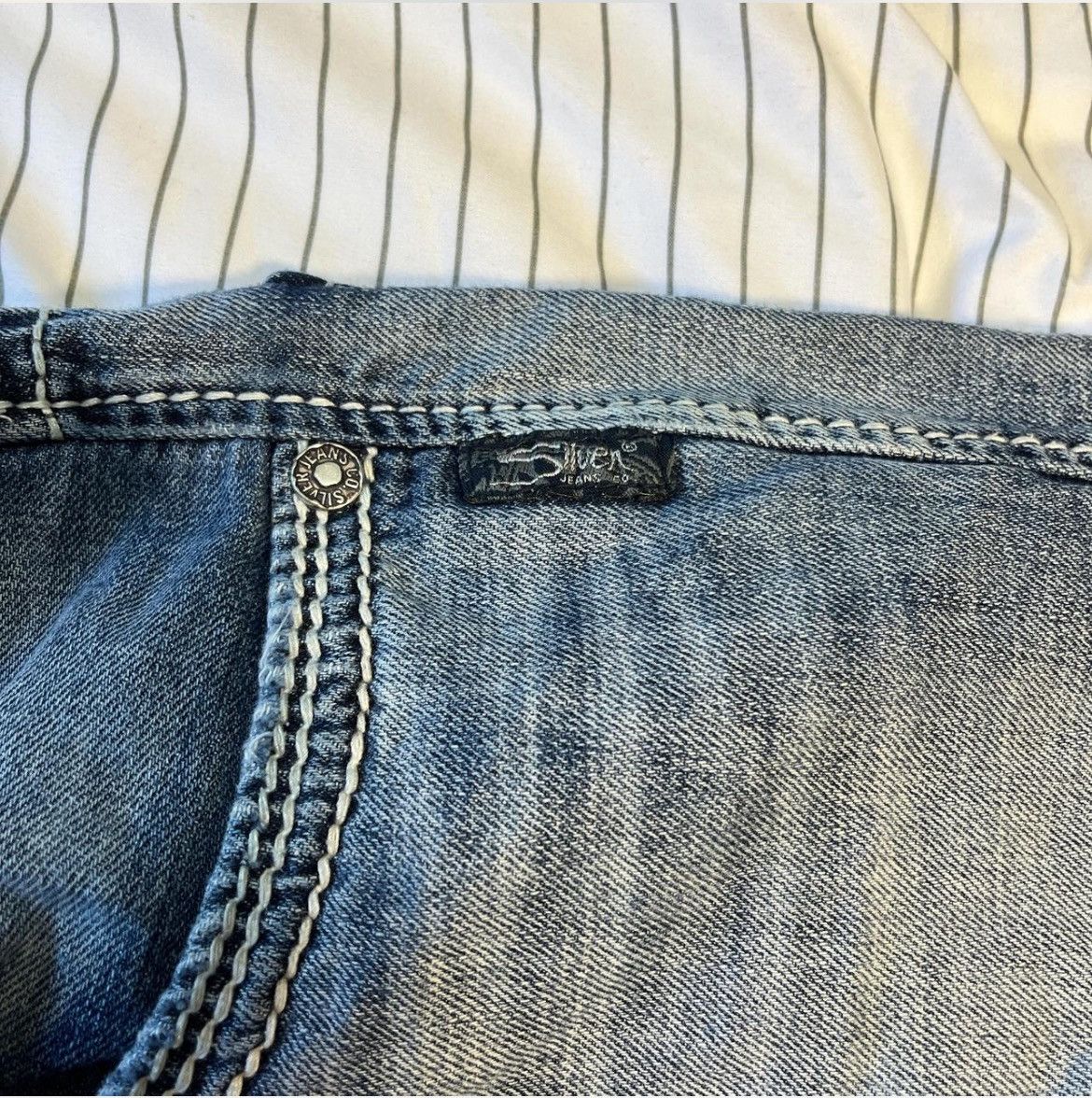 Vintage 33x29 Silver Baggy Blue Jeans Size US 33 - 5 Thumbnail