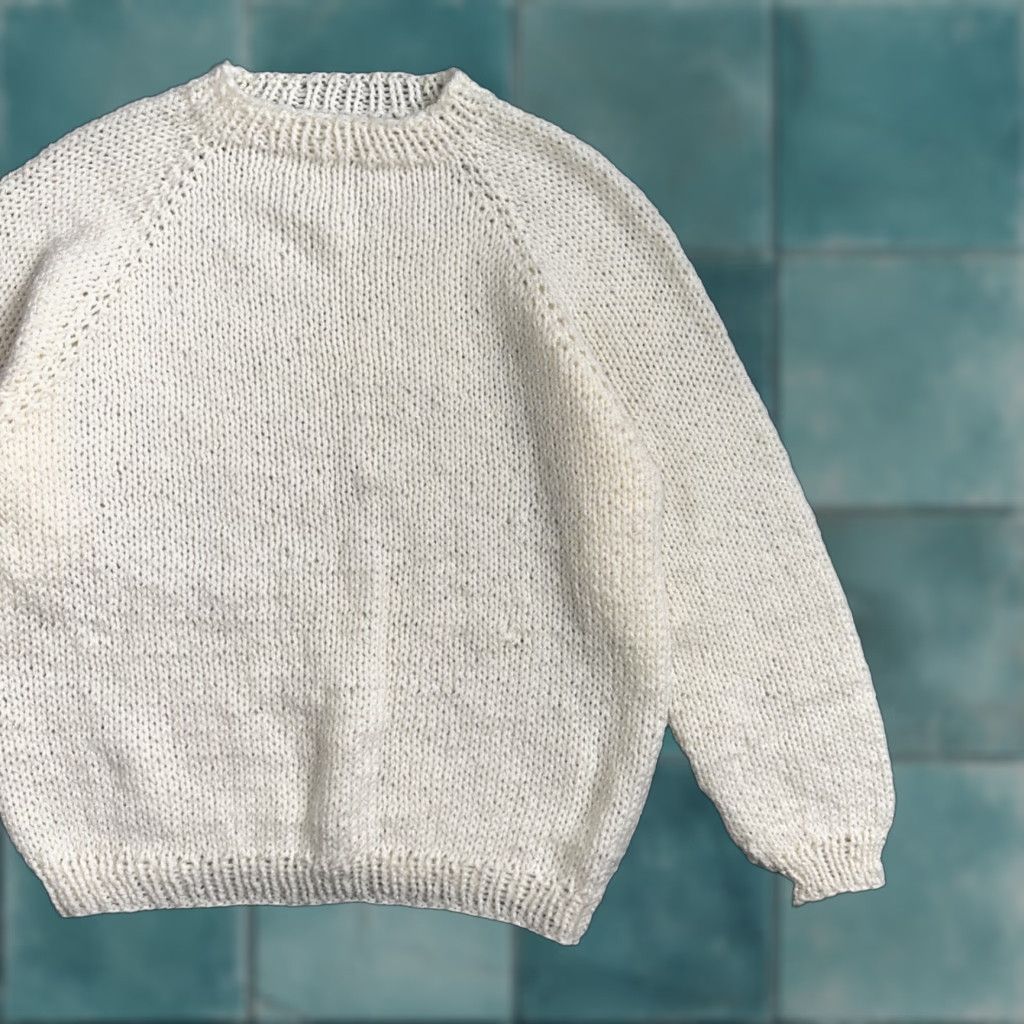 VINTAGE 1960s Handmade Cable Sweater Rockabilly Cottage Core White Women's M