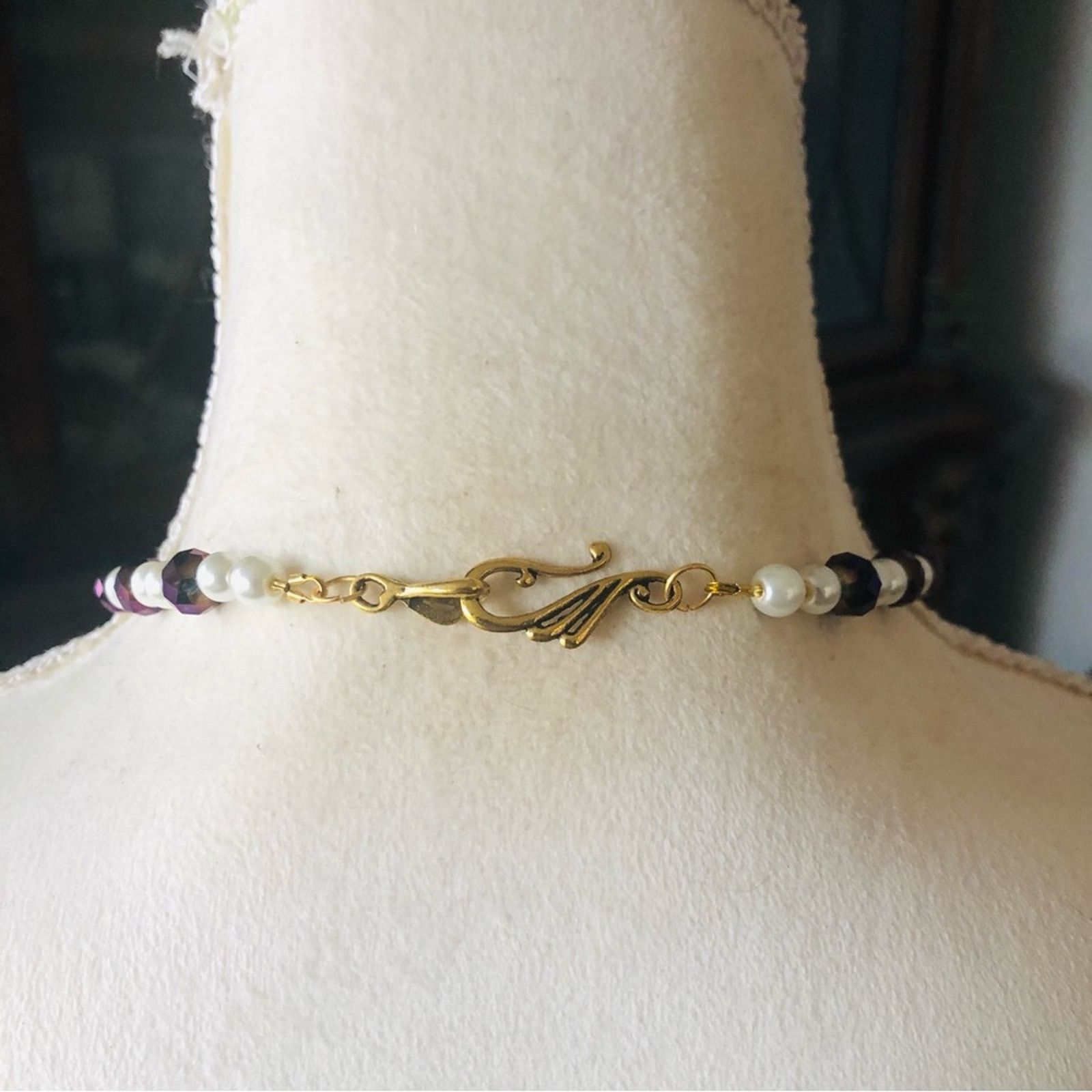 Handmade Handcrafted repurpose kyanite and amethyst Pearl necklace Size ONE SIZE - 7 Thumbnail