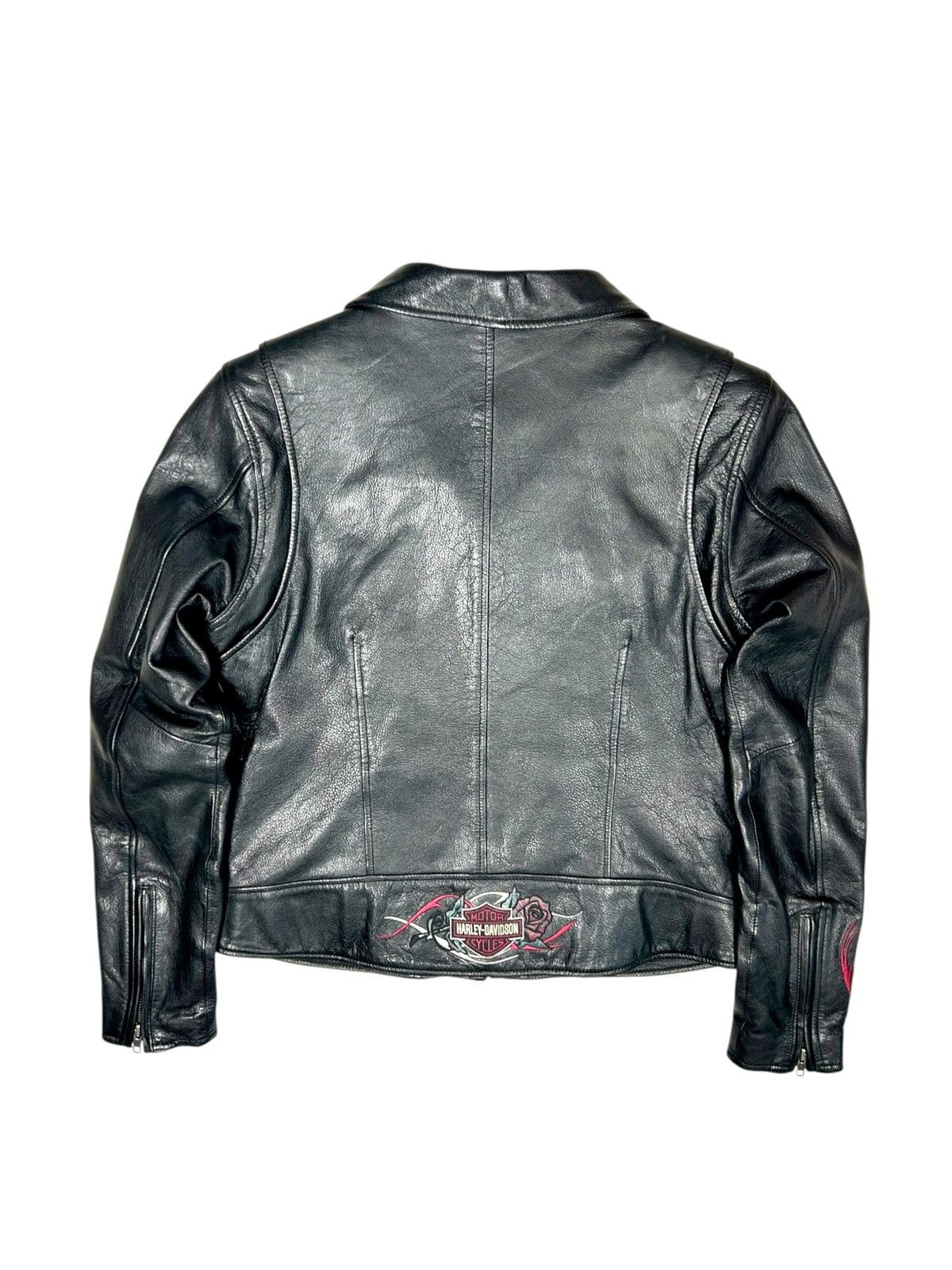 Harley Davidson Vintage Harley Davidson Black Leather Biker Y2K Jacket Size L / US 10 / IT 46 - 2 Thumbnail