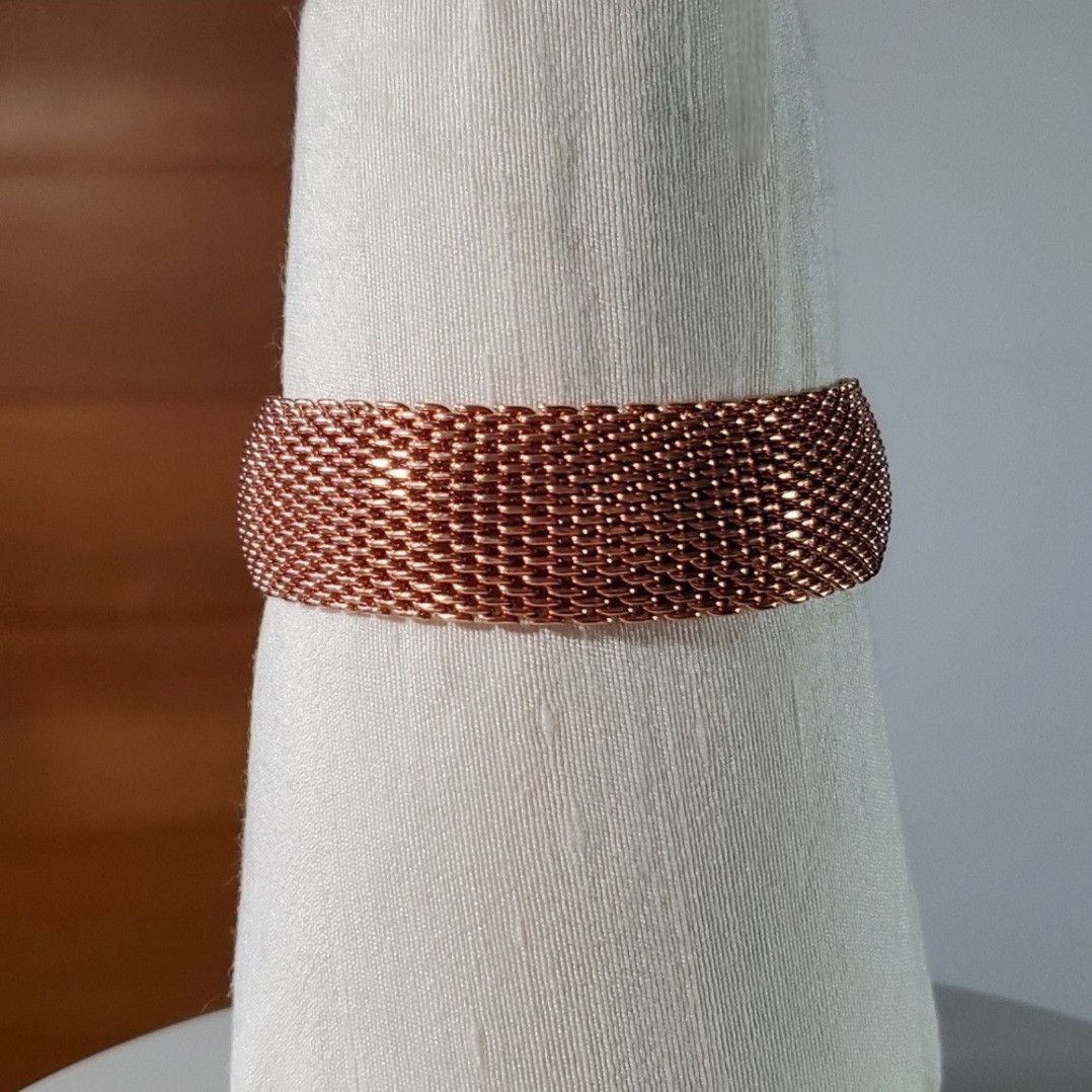 Other Mesh Bracelet 7.5" Reticulated Copper Rose Gold Flexible Size ONE SIZE - 5 Thumbnail
