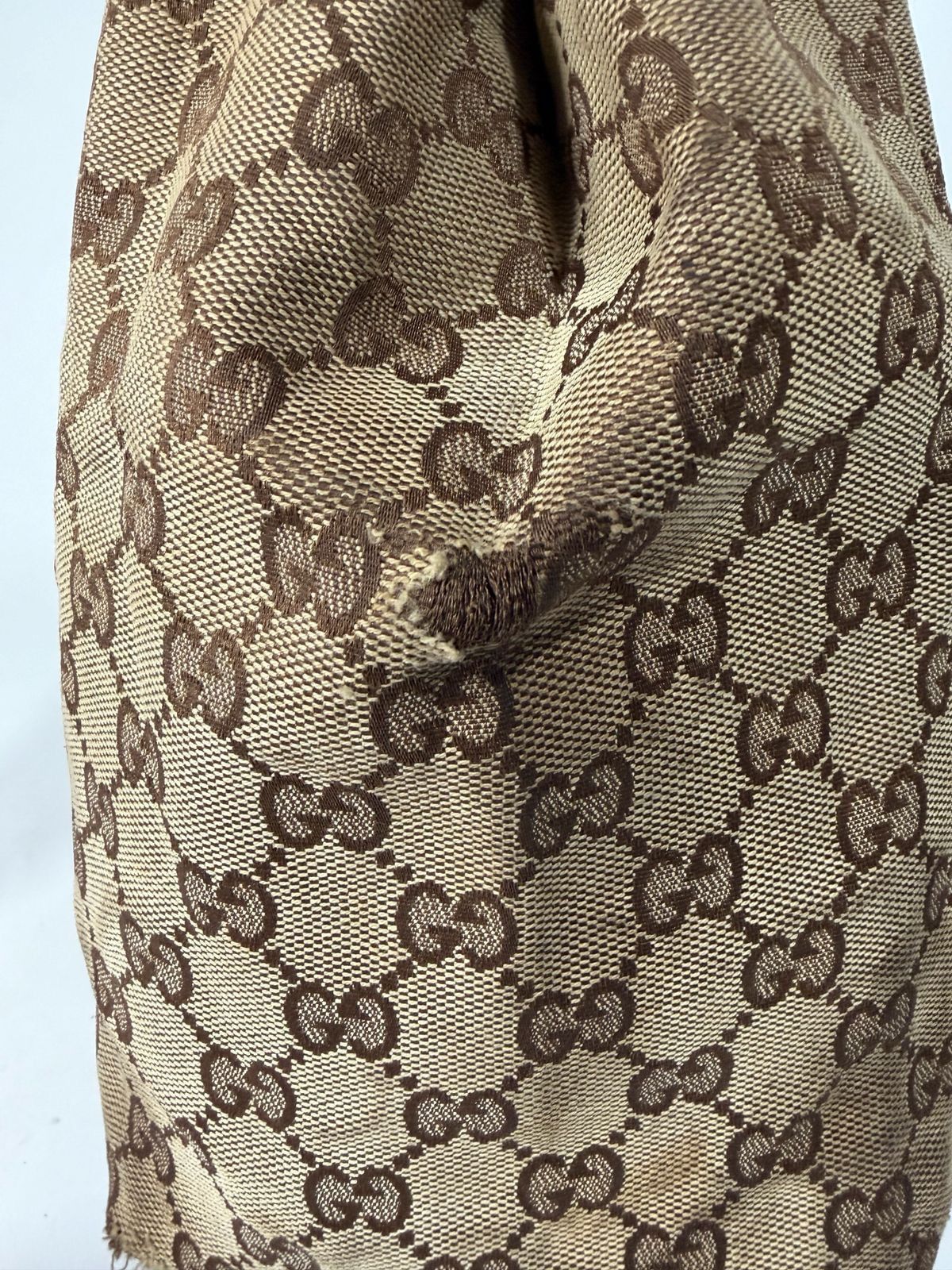 Gucci Gucci BeigeWhite GG Canvas Leather Medium Ladies Web Tote Size ONE SIZE - 11 Thumbnail