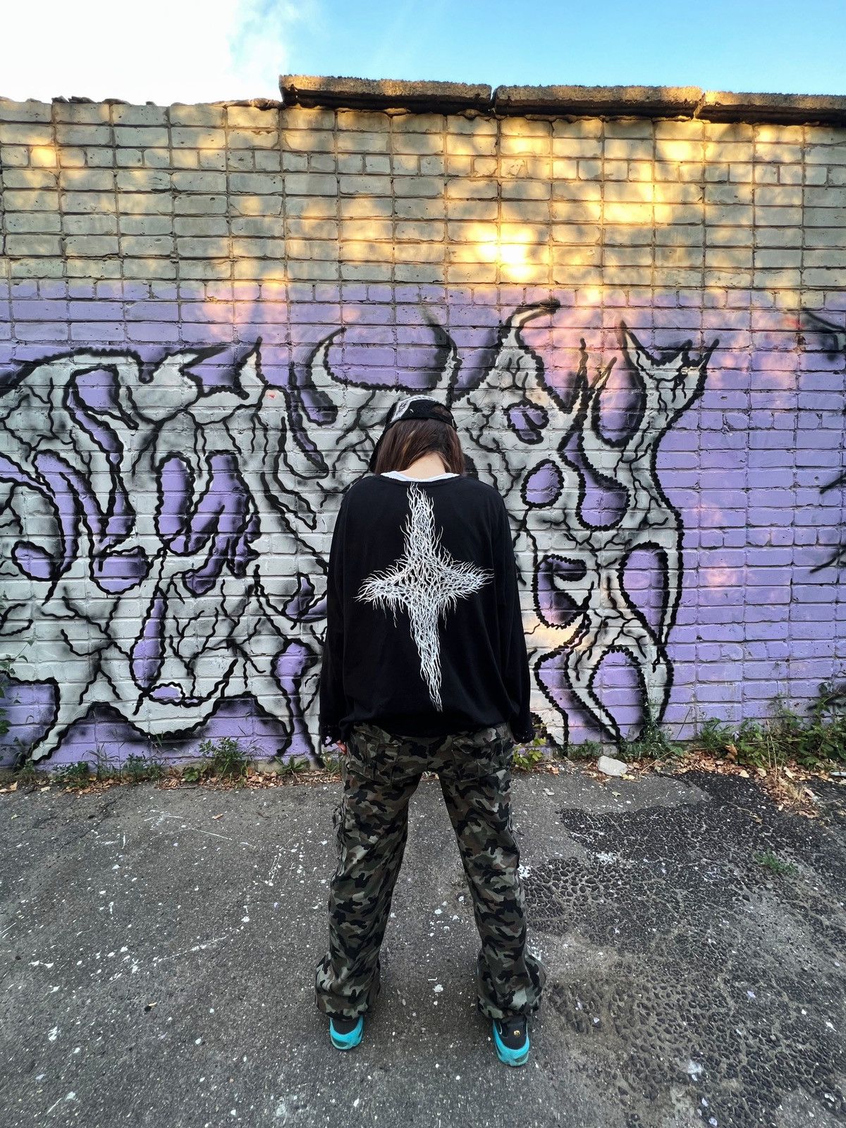 Designer Ghotic black metal dark custom distressed longsleeve Size US M / EU 48-50 / 2 - 5 Thumbnail
