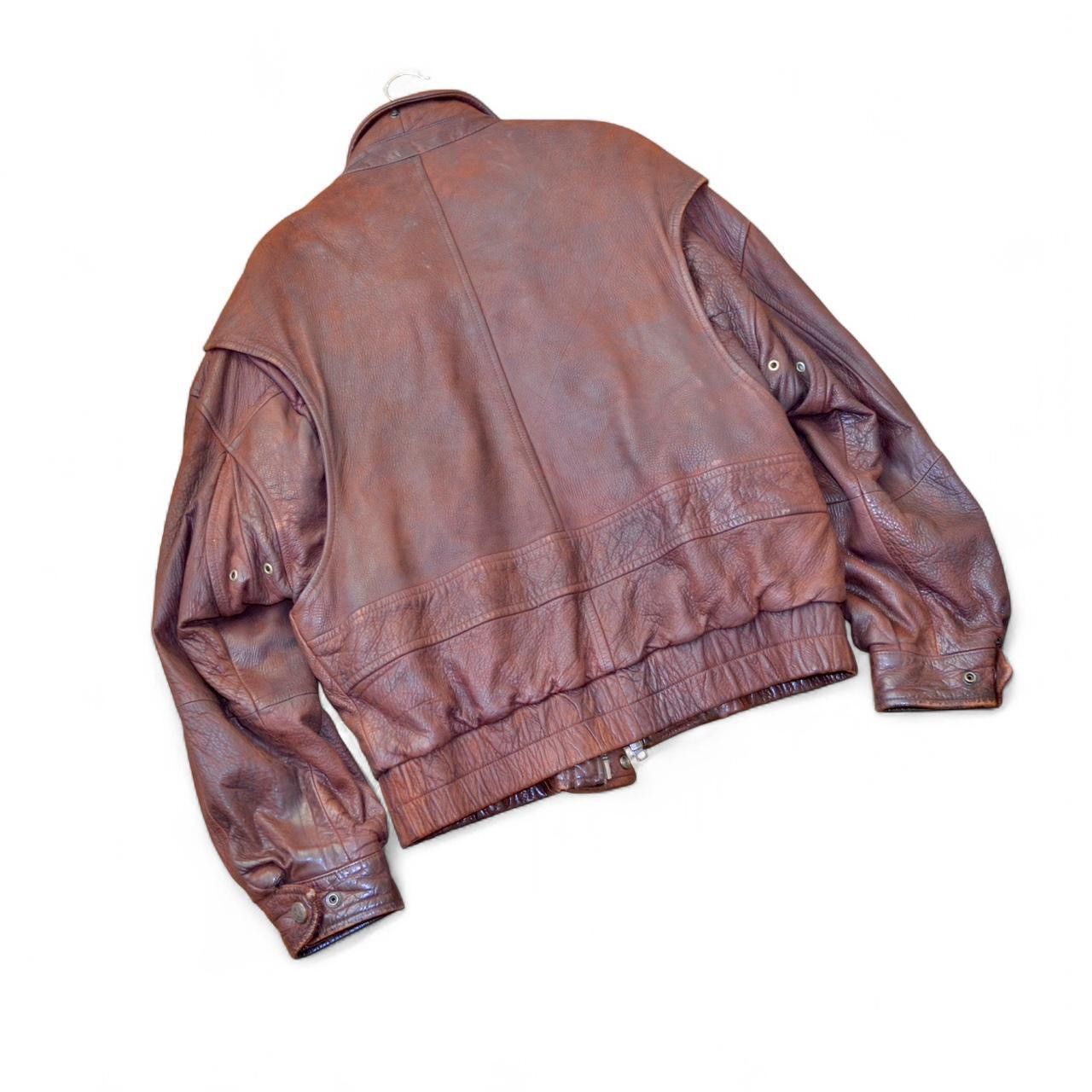90s Paul Stuart cognac brown oversized leather jacket M