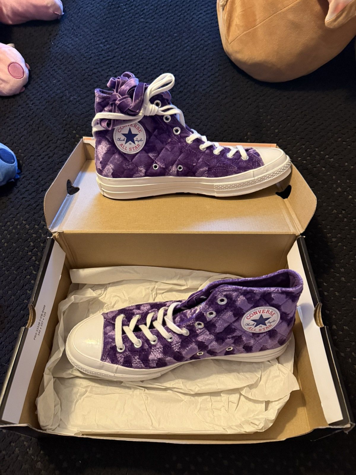 Converse × Golf le Fleur DEADSTOCK Chuck 70 High Purple Quilted Velvet Size US 10.5 / EU 43-44 - 2 Thumbnail